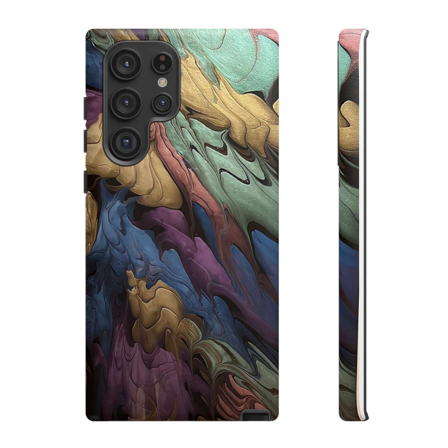 Black and Pearl Paint Unique Abstract Phone Case, Tough Cases, Unique Phone Cover, Stylish Tech Accessory, Art Inspired Gift, Protective Case