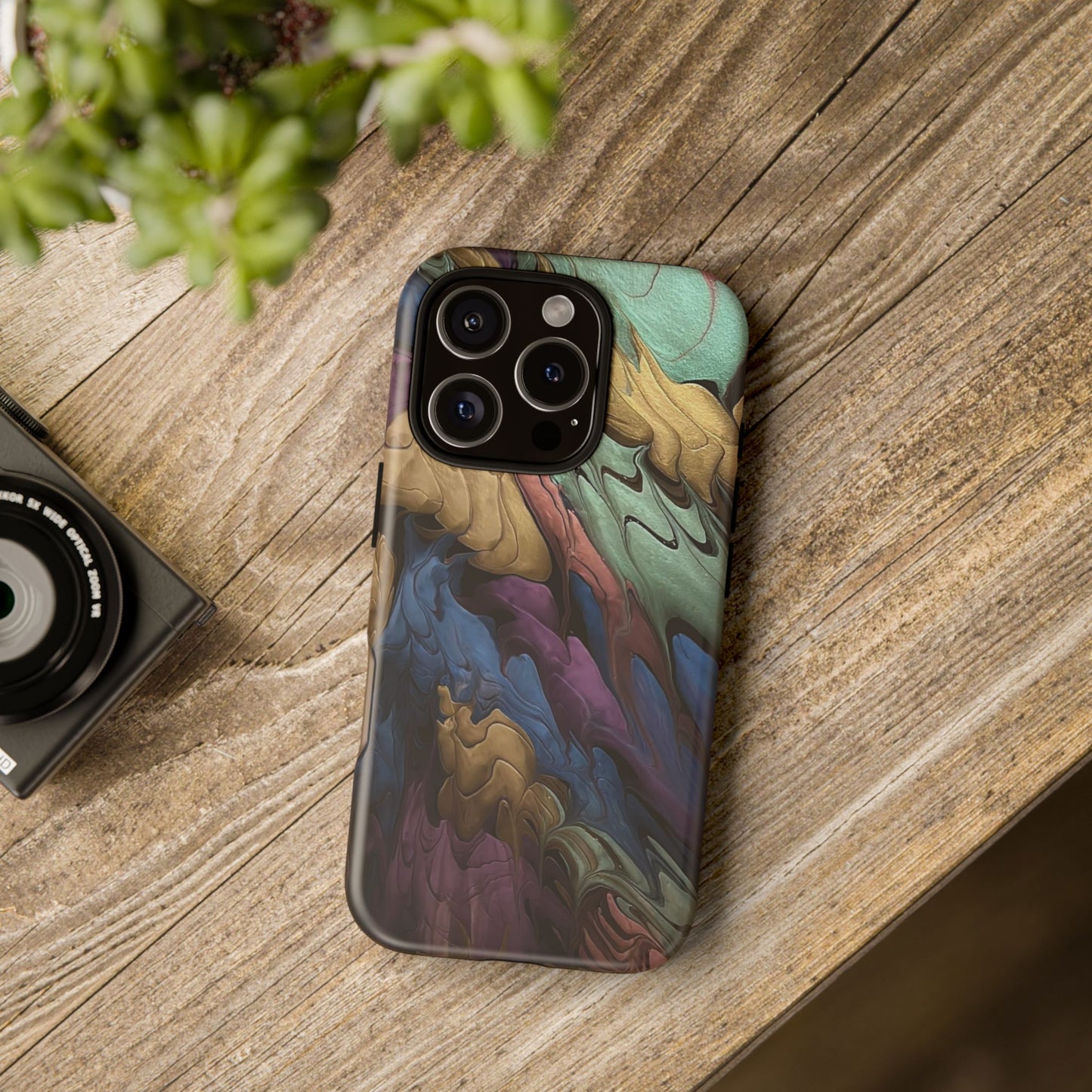 Black and Pearl Paint Unique Abstract Phone Case, Tough Cases, Unique Phone Cover, Stylish Tech Accessory, Art Inspired Gift, Protective Case