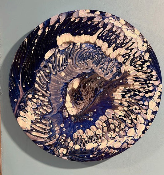 14 inch Blue Round - A Fish in Water - Birdsong Lane Art