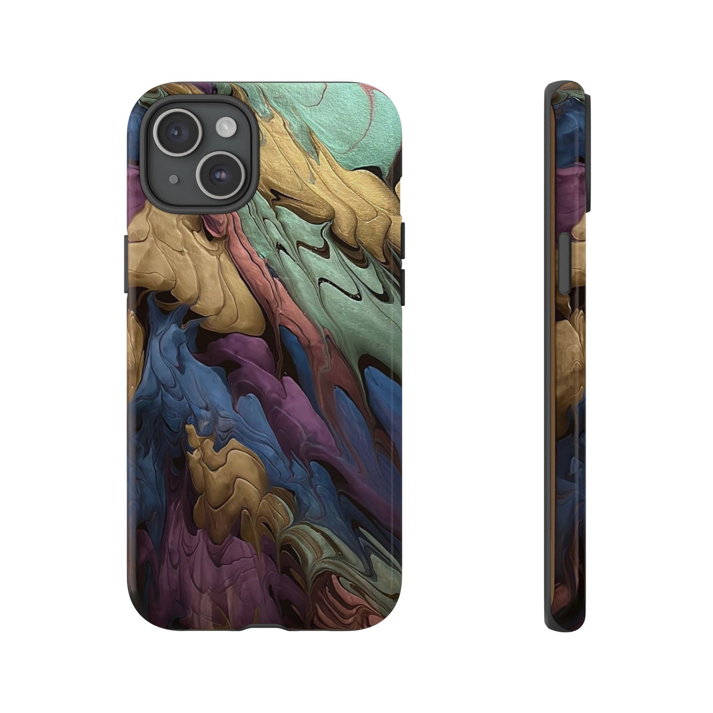 Black and Pearl Paint Unique Abstract Phone Case, Tough Cases, Unique Phone Cover, Stylish Tech Accessory, Art Inspired Gift, Protective Case