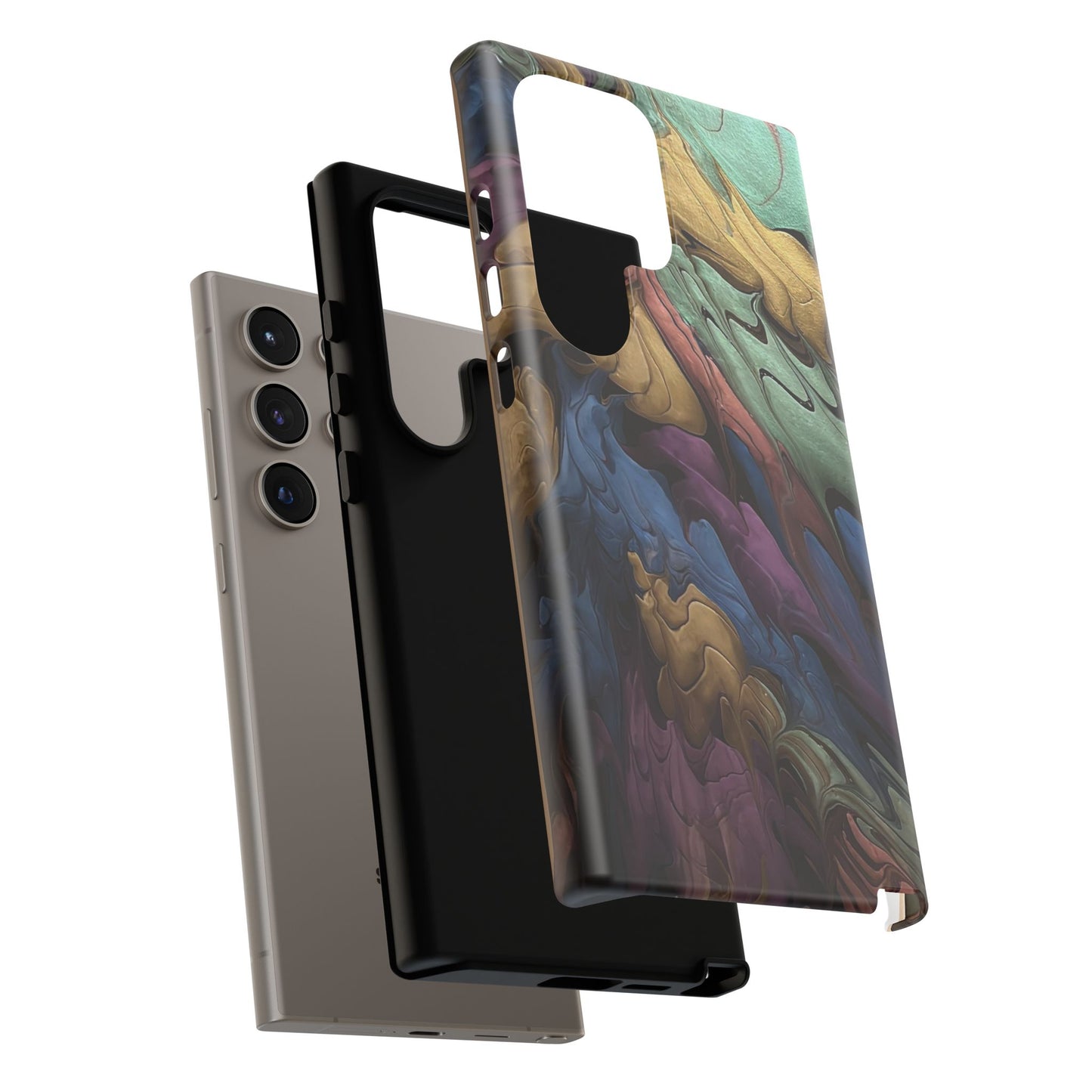 Black and Pearl Paint Unique Abstract Phone Case, Tough Cases, Unique Phone Cover, Stylish Tech Accessory, Art Inspired Gift, Protective Case