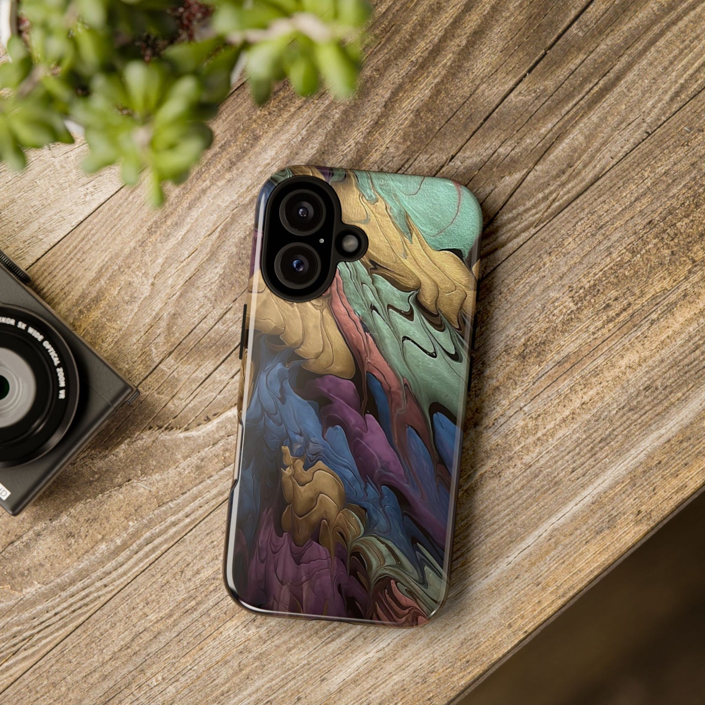 Black and Pearl Paint Unique Abstract Phone Case, Tough Cases, Unique Phone Cover, Stylish Tech Accessory, Art Inspired Gift, Protective Case