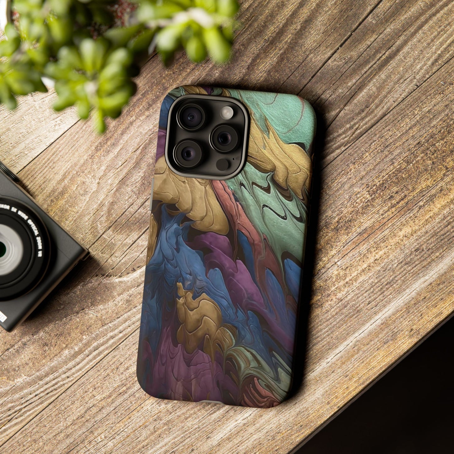 Black and Pearl Paint Unique Abstract Phone Case, Tough Cases, Unique Phone Cover, Stylish Tech Accessory, Art Inspired Gift, Protective Case