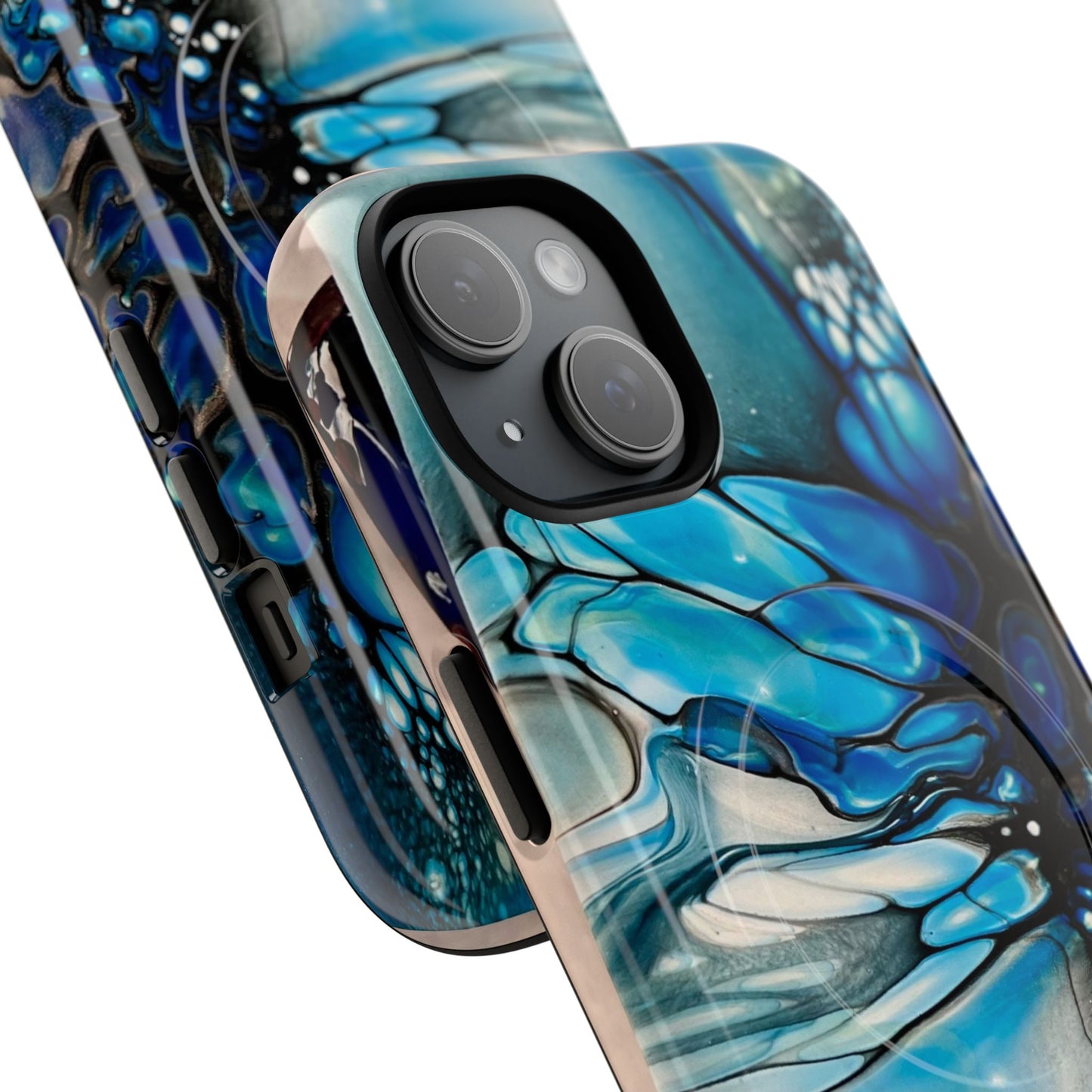 Blue Flower Abstract Art Tough Magnetic Phone Case | Stylish Tech Accessory, Durable Phone Cover, Gift for Tech Lovers, Unique Phone Case, Holiday Gift