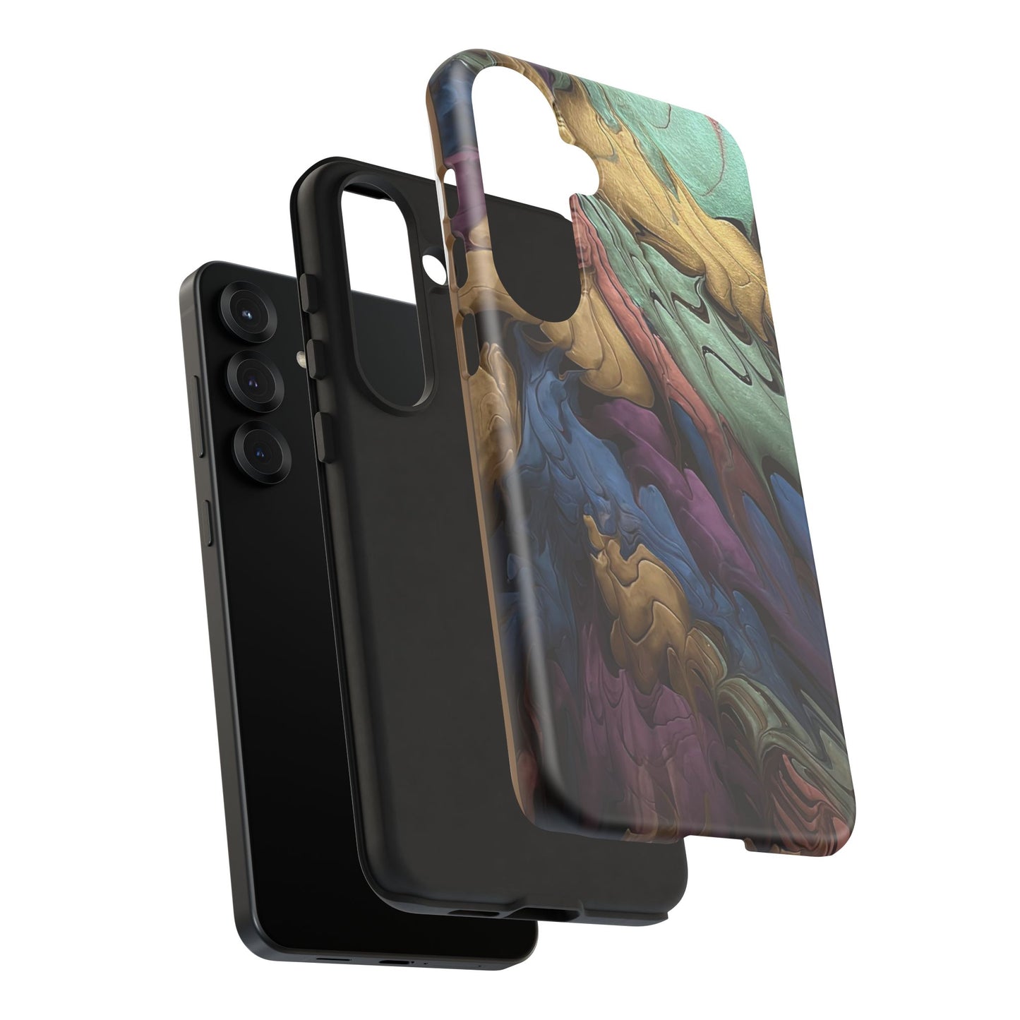 Black and Pearl Paint Unique Abstract Phone Case, Tough Cases, Unique Phone Cover, Stylish Tech Accessory, Art Inspired Gift, Protective Case