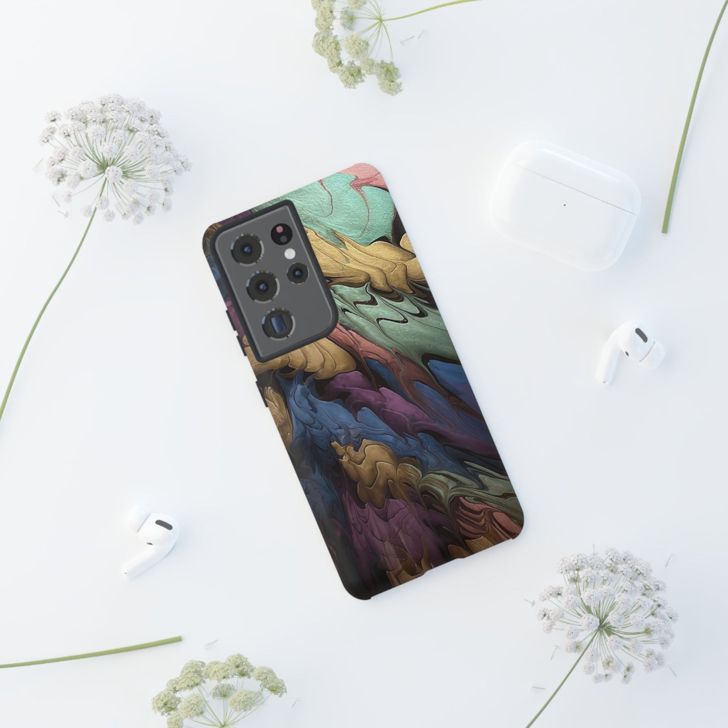 Black and Pearl Paint Unique Abstract Phone Case, Tough Cases, Unique Phone Cover, Stylish Tech Accessory, Art Inspired Gift, Protective Case