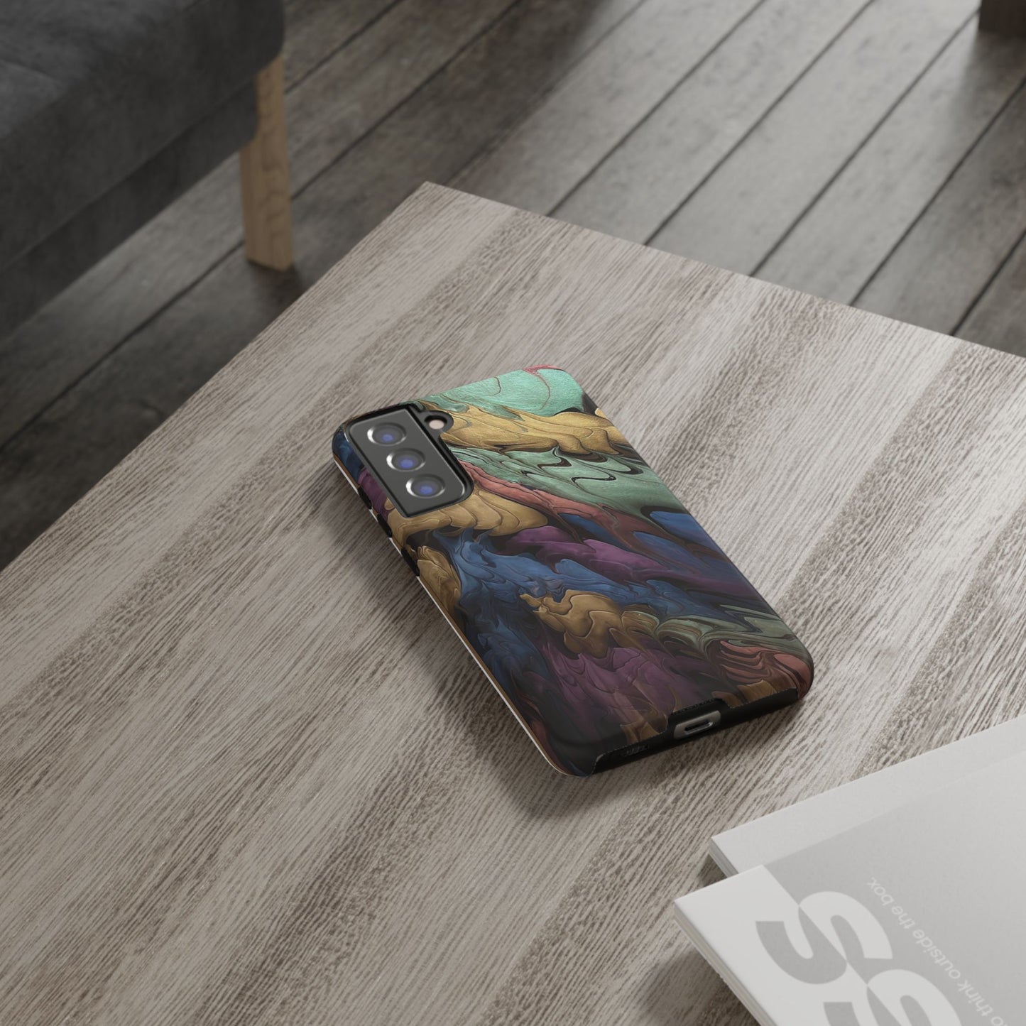 Black and Pearl Paint Unique Abstract Phone Case, Tough Cases, Unique Phone Cover, Stylish Tech Accessory, Art Inspired Gift, Protective Case