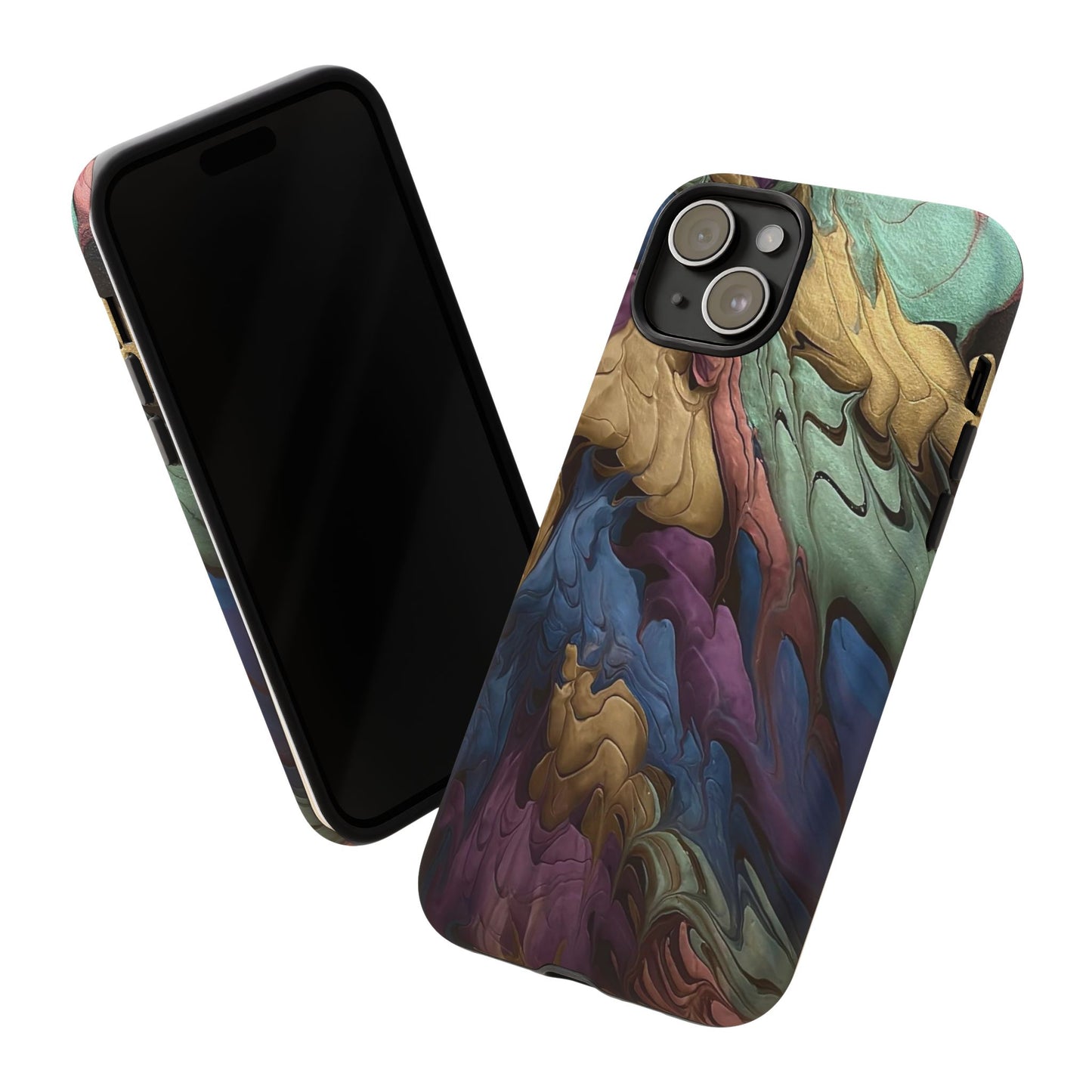 Black and Pearl Paint Unique Abstract Phone Case, Tough Cases, Unique Phone Cover, Stylish Tech Accessory, Art Inspired Gift, Protective Case