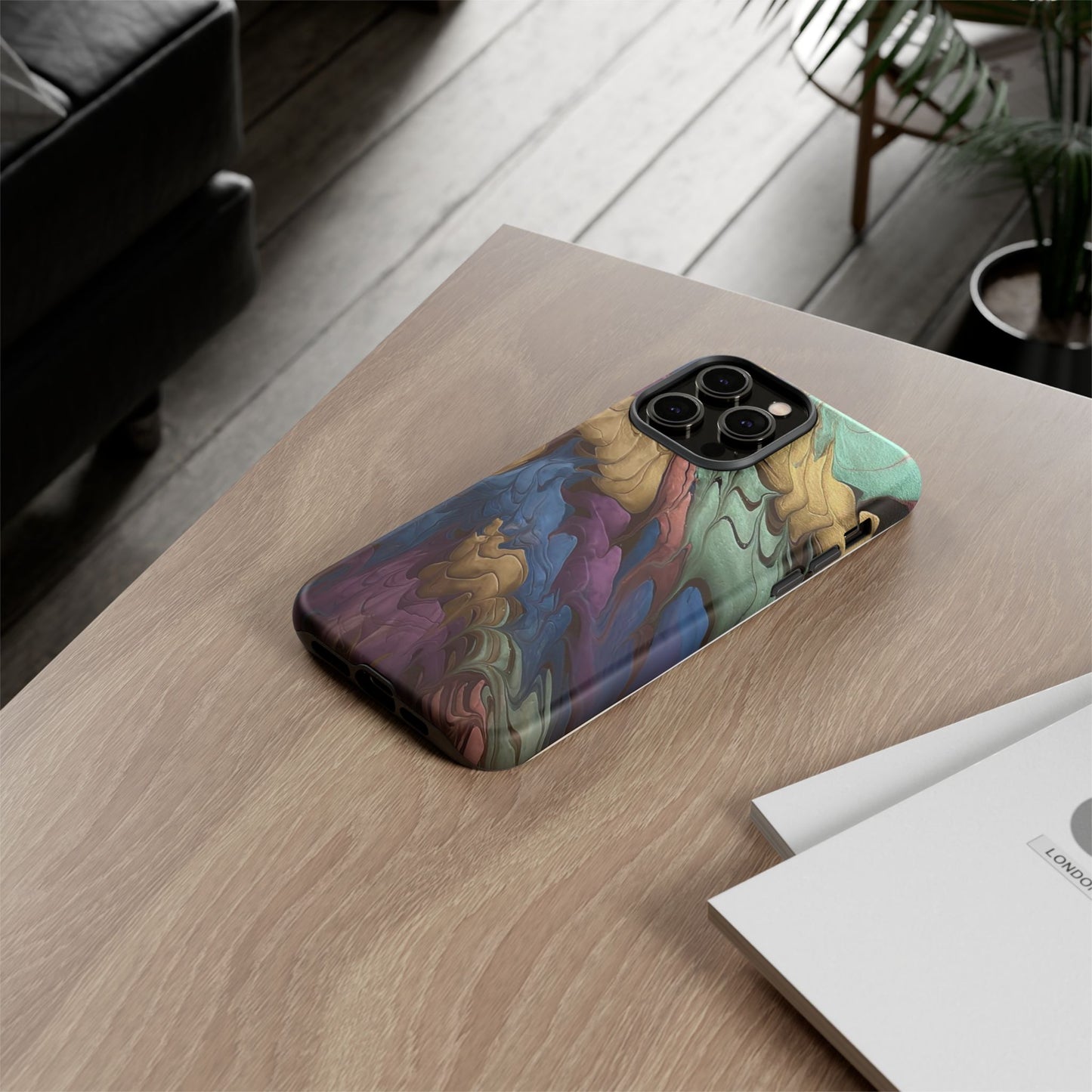 Black and Pearl Paint Unique Abstract Phone Case, Tough Cases, Unique Phone Cover, Stylish Tech Accessory, Art Inspired Gift, Protective Case