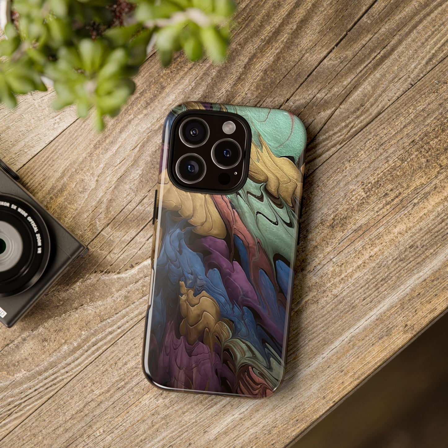 Black and Pearl Paint Unique Abstract Phone Case, Tough Cases, Unique Phone Cover, Stylish Tech Accessory, Art Inspired Gift, Protective Case