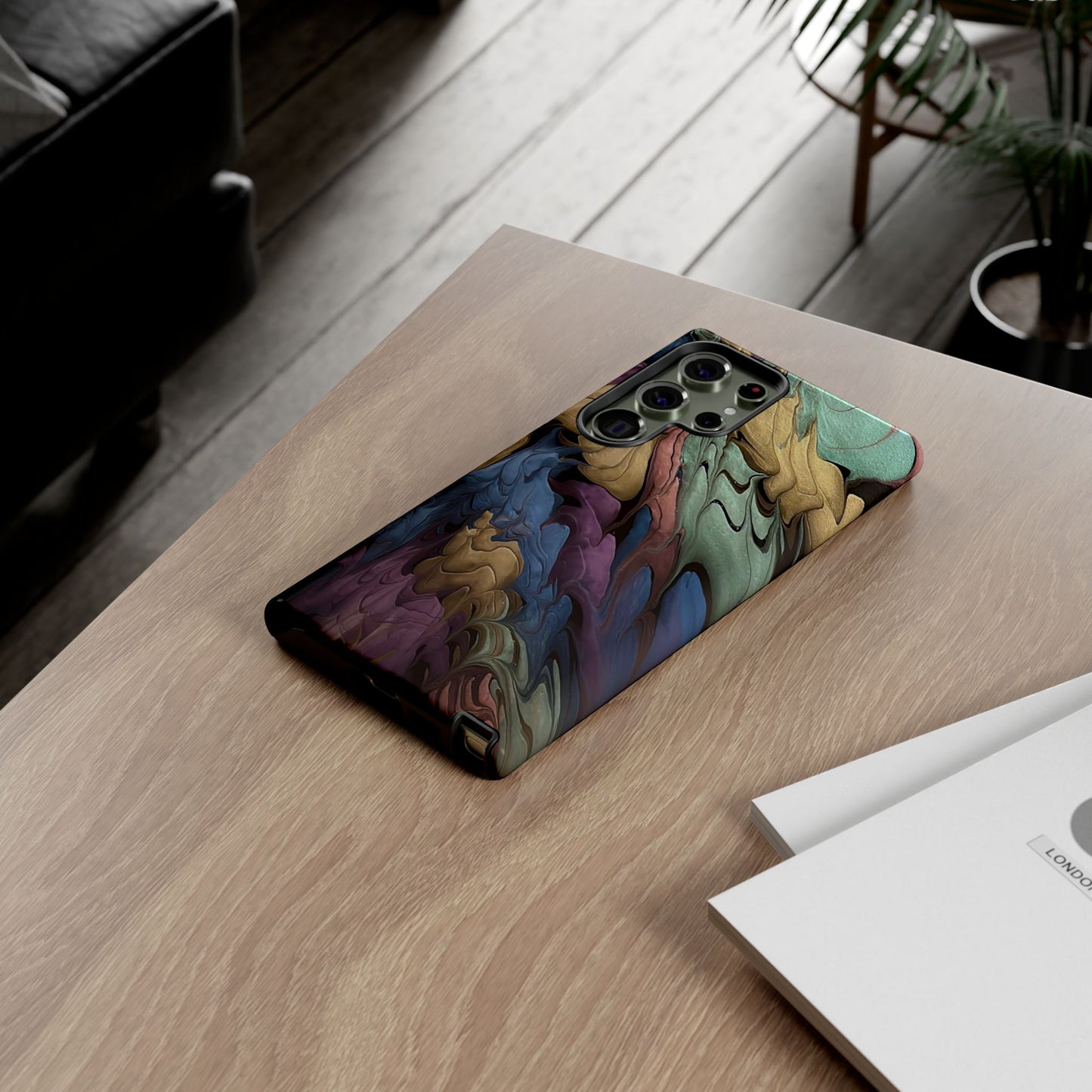 Black and Pearl Paint Unique Abstract Phone Case, Tough Cases, Unique Phone Cover, Stylish Tech Accessory, Art Inspired Gift, Protective Case
