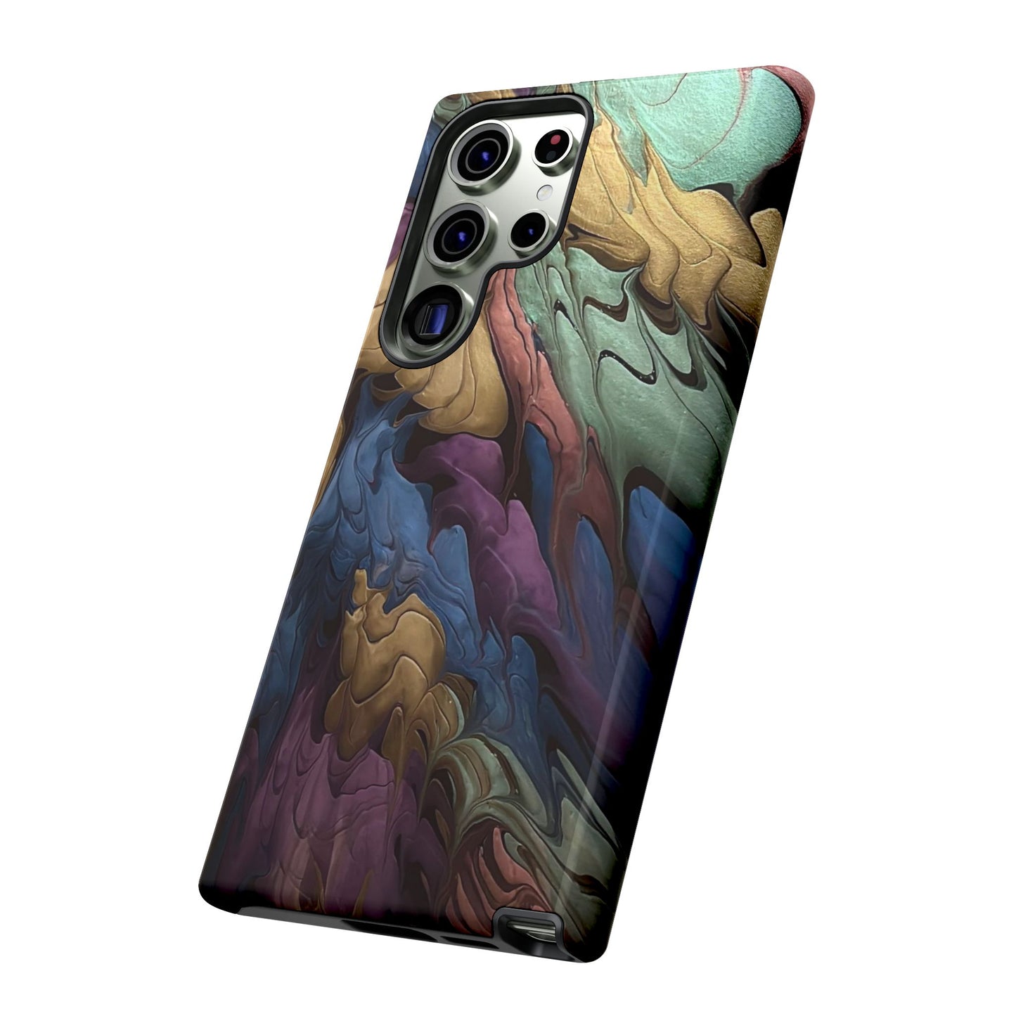 Black and Pearl Paint Unique Abstract Phone Case, Tough Cases, Unique Phone Cover, Stylish Tech Accessory, Art Inspired Gift, Protective Case