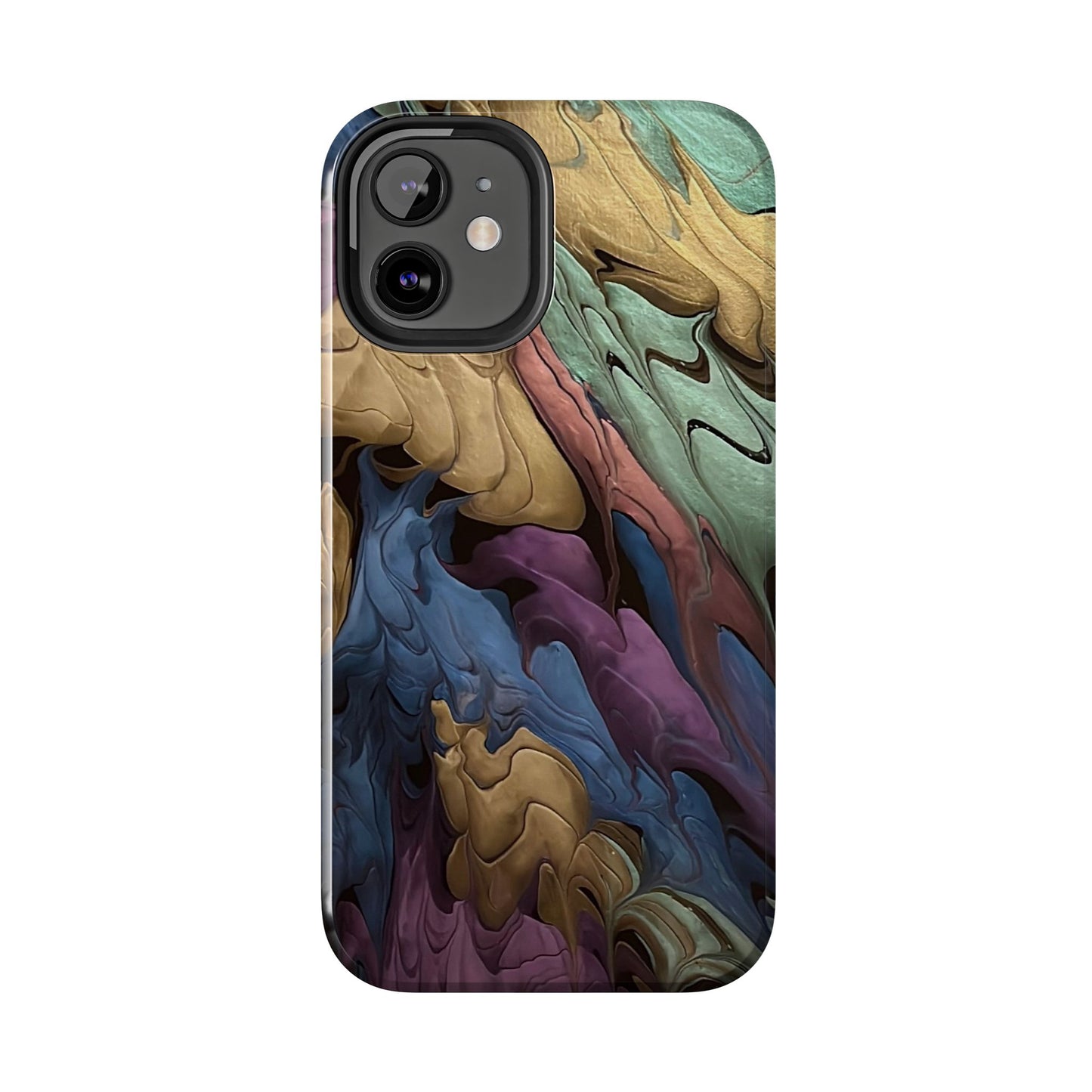 Phone Case - Blue, Green, Purple, and Gold Abstract Art Design Iphone 15 14 13 12 11