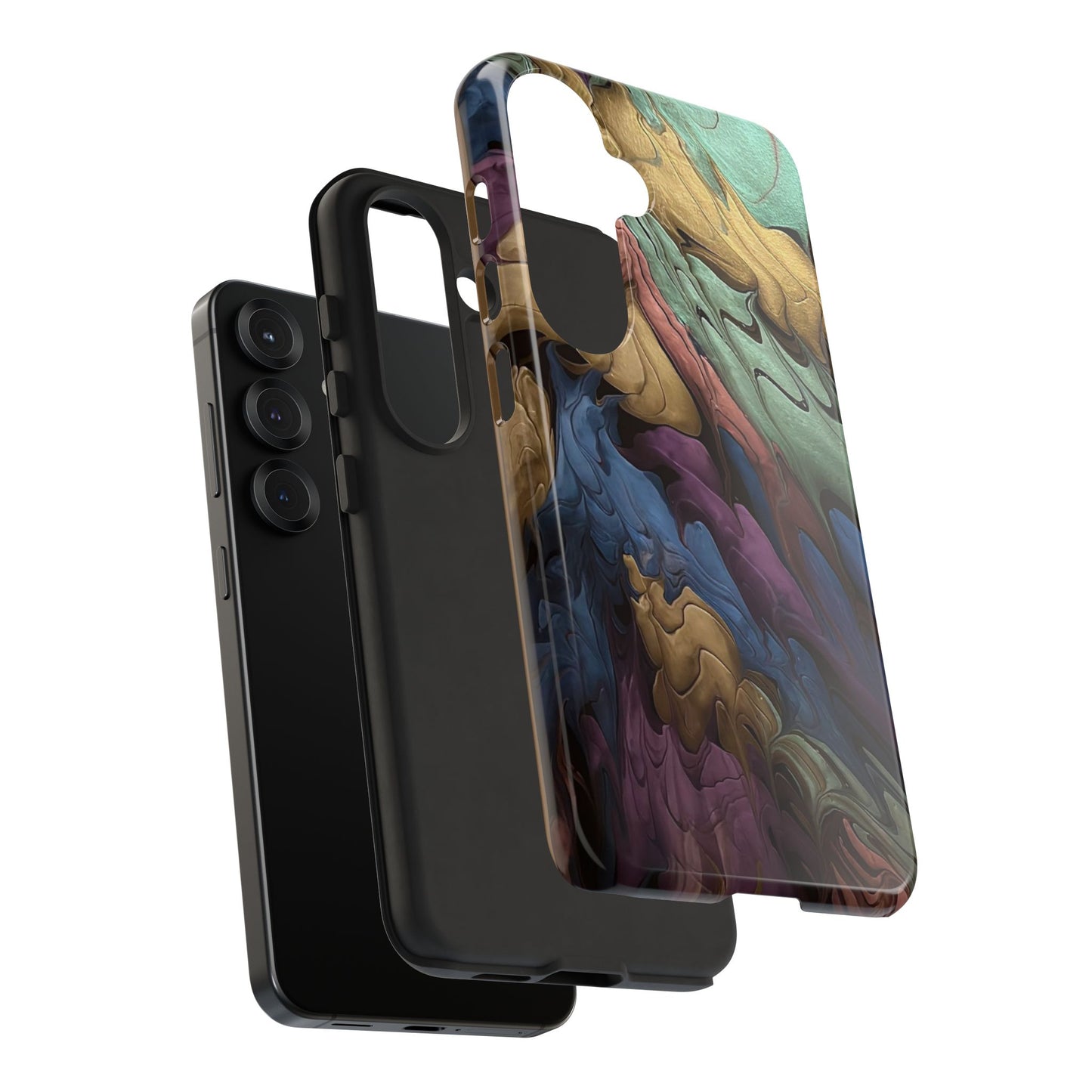 Black and Pearl Paint Unique Abstract Phone Case, Tough Cases, Unique Phone Cover, Stylish Tech Accessory, Art Inspired Gift, Protective Case