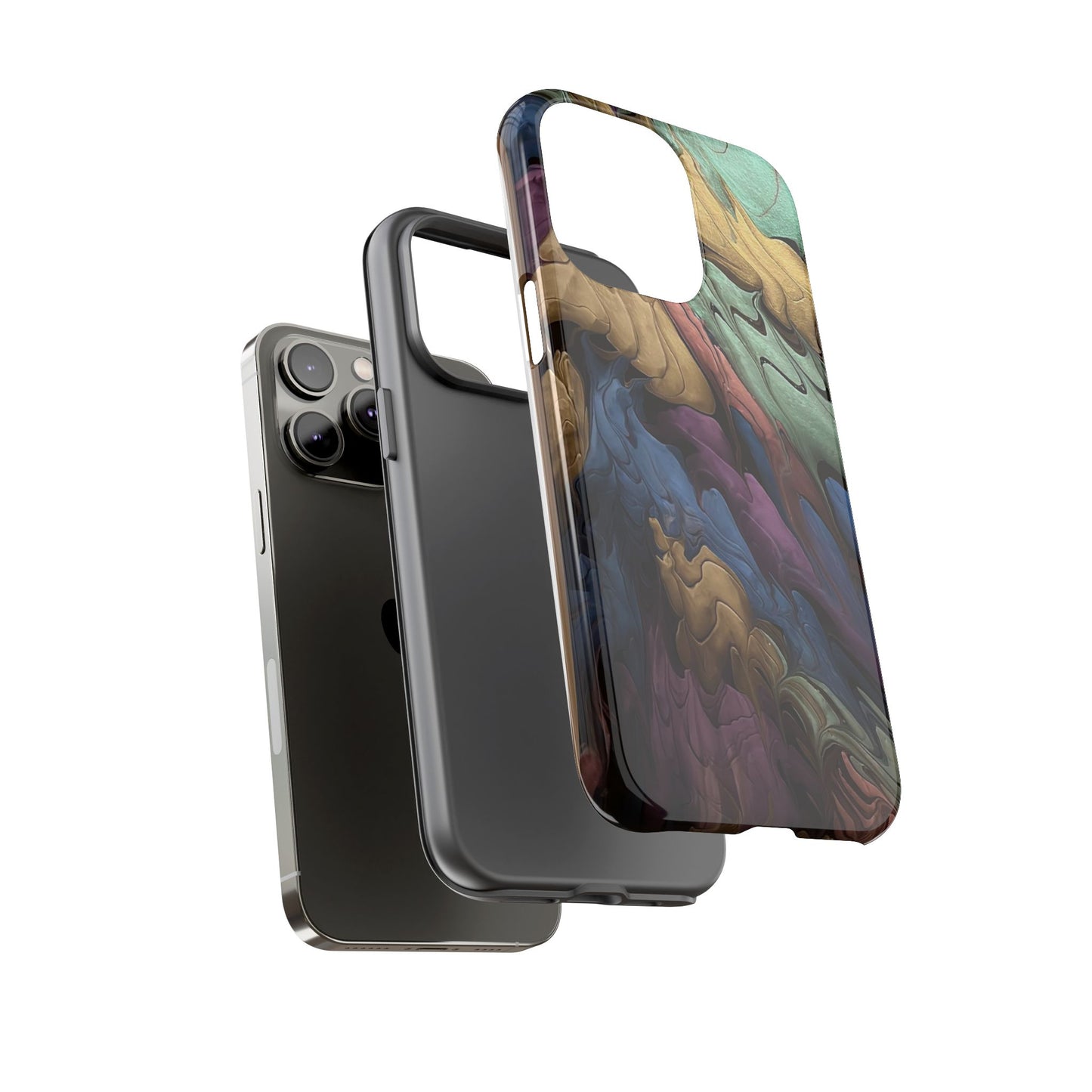 Black and Pearl Paint Unique Abstract Phone Case, Tough Cases, Unique Phone Cover, Stylish Tech Accessory, Art Inspired Gift, Protective Case