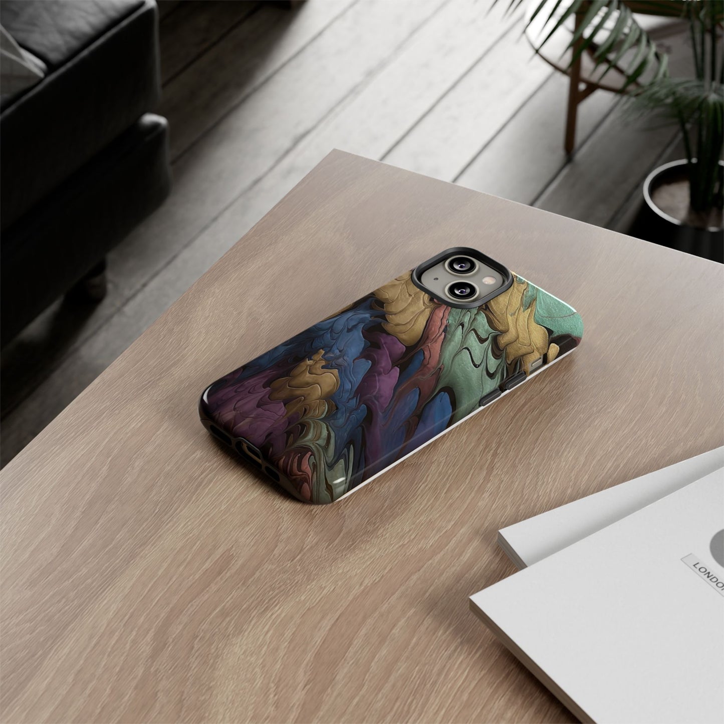 Black and Pearl Paint Unique Abstract Phone Case, Tough Cases, Unique Phone Cover, Stylish Tech Accessory, Art Inspired Gift, Protective Case