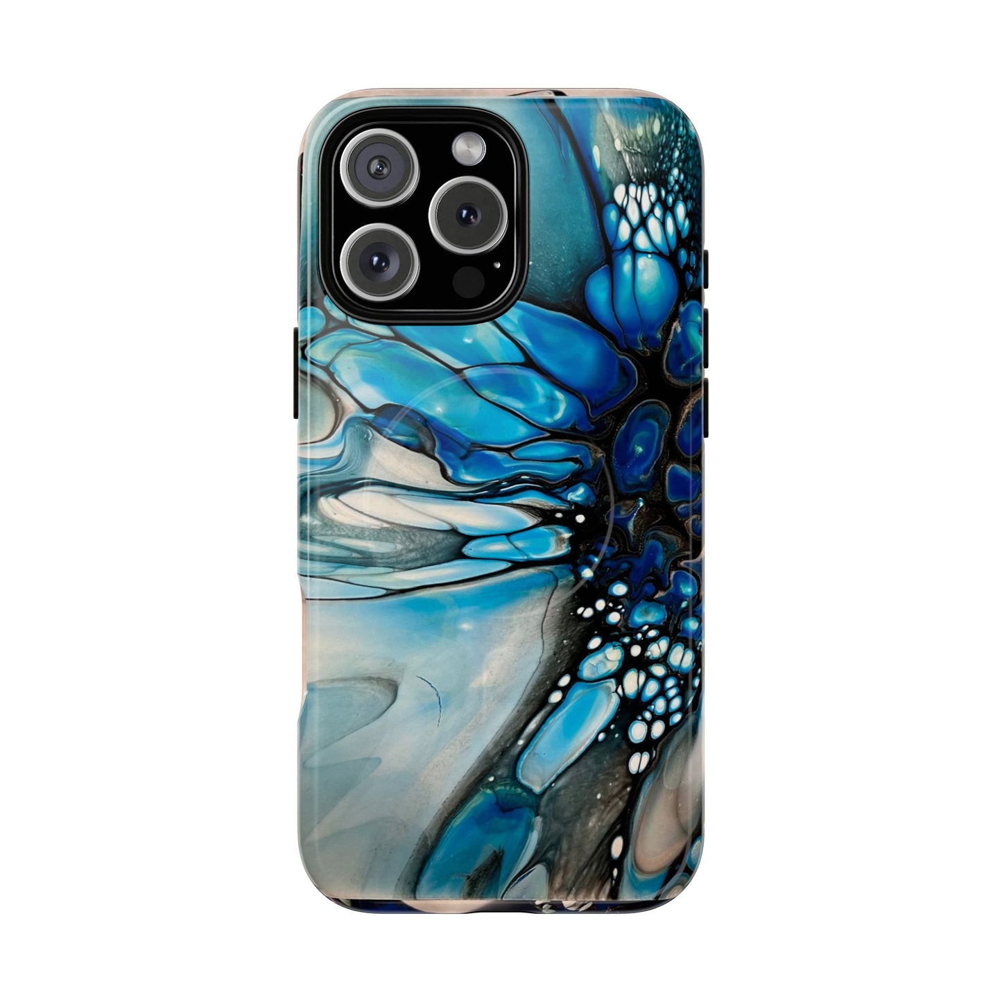 Blue Flower Abstract Art Tough Magnetic Phone Case | Stylish Tech Accessory, Durable Phone Cover, Gift for Tech Lovers, Unique Phone Case, Holiday Gift