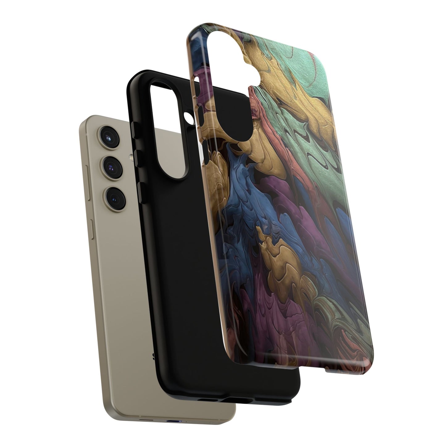 Black and Pearl Paint Unique Abstract Phone Case, Tough Cases, Unique Phone Cover, Stylish Tech Accessory, Art Inspired Gift, Protective Case