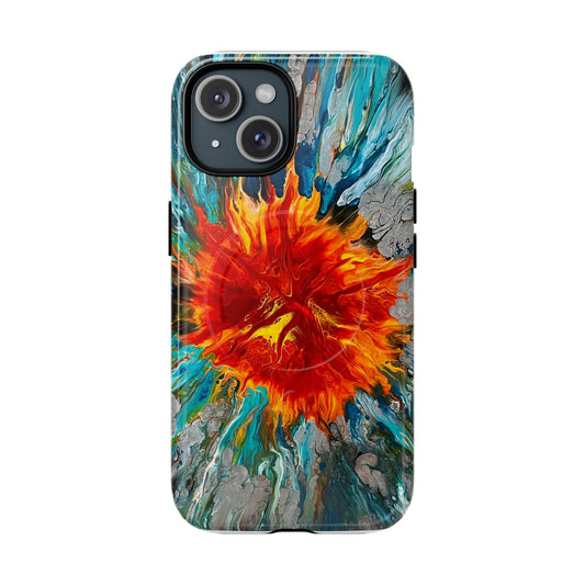 Magnetic Cases - Fire and Water Ocean Burning Design - Iphone 14 15 16 17