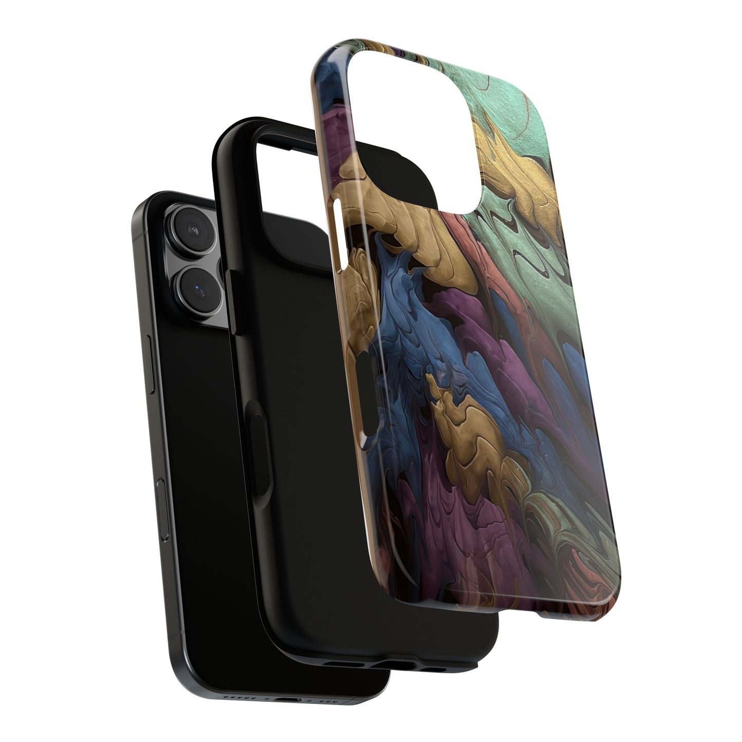 Black and Pearl Paint Unique Abstract Phone Case, Tough Cases, Unique Phone Cover, Stylish Tech Accessory, Art Inspired Gift, Protective Case
