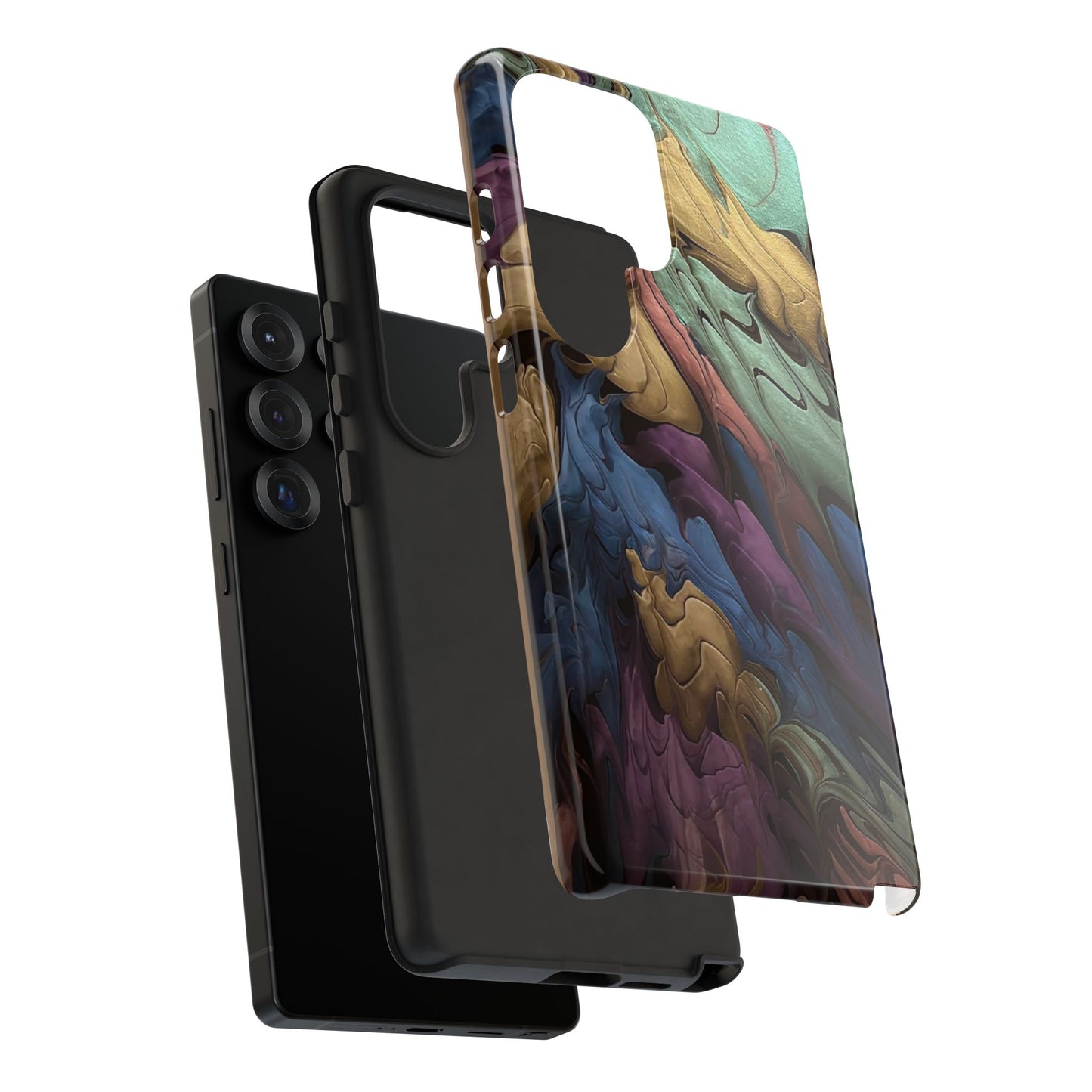 Black and Pearl Paint Unique Abstract Phone Case, Tough Cases, Unique Phone Cover, Stylish Tech Accessory, Art Inspired Gift, Protective Case