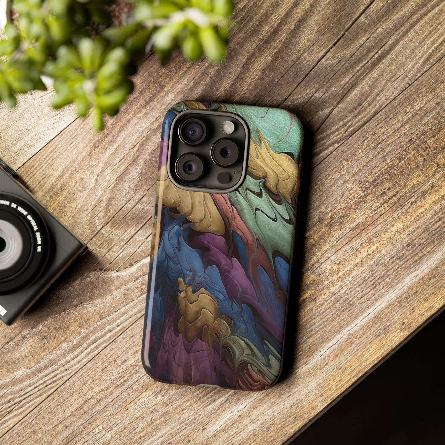 Black and Pearl Paint Unique Abstract Phone Case, Tough Cases, Unique Phone Cover, Stylish Tech Accessory, Art Inspired Gift, Protective Case