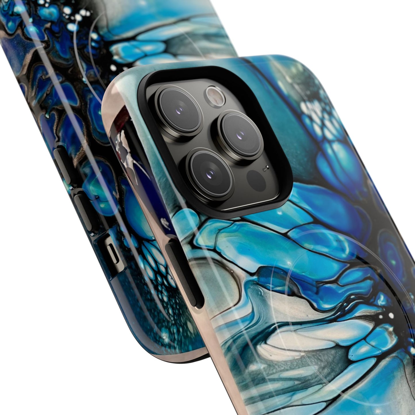 Blue Flower Abstract Art Tough Magnetic Phone Case | Stylish Tech Accessory, Durable Phone Cover, Gift for Tech Lovers, Unique Phone Case, Holiday Gift