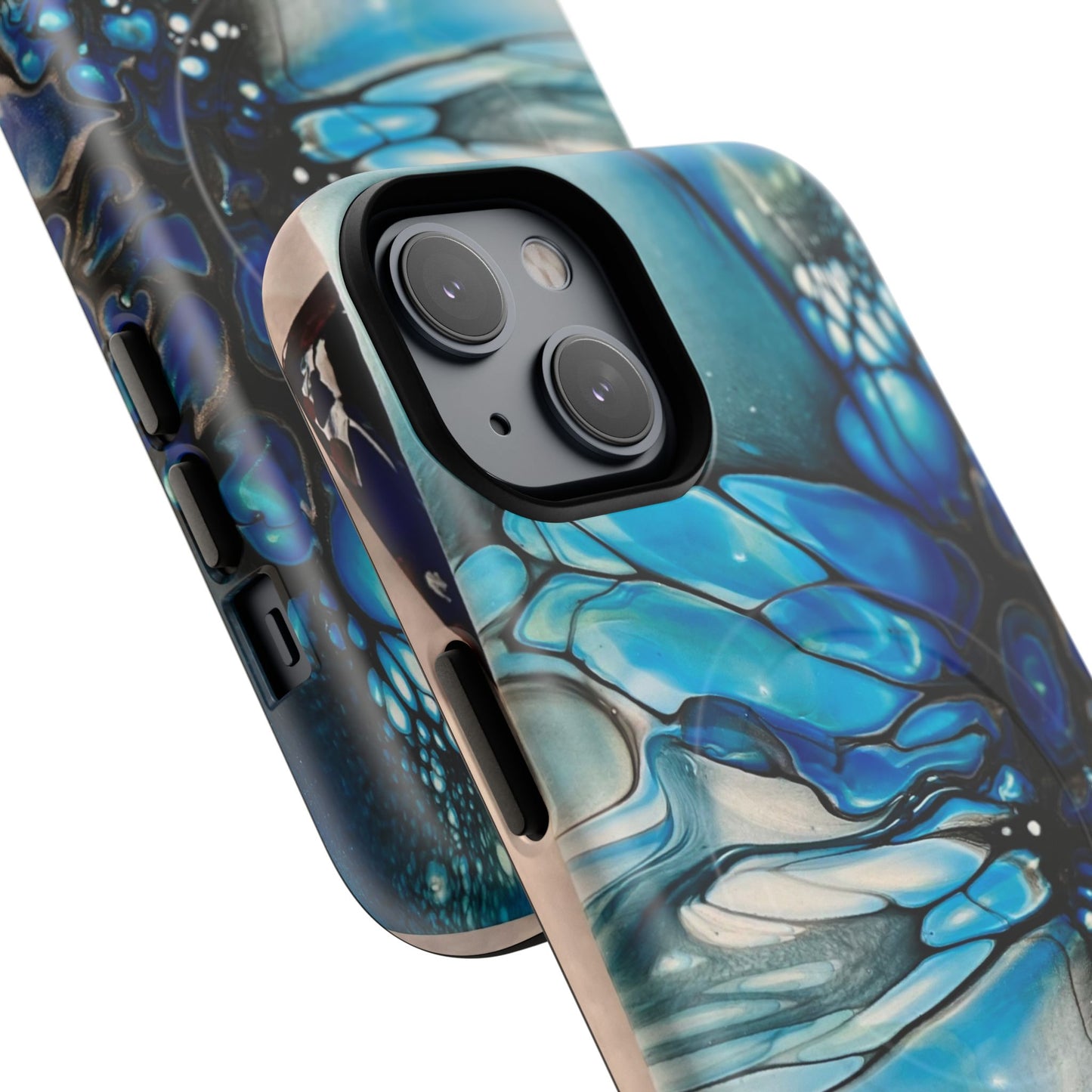 Blue Flower Abstract Art Tough Magnetic Phone Case | Stylish Tech Accessory, Durable Phone Cover, Gift for Tech Lovers, Unique Phone Case, Holiday Gift