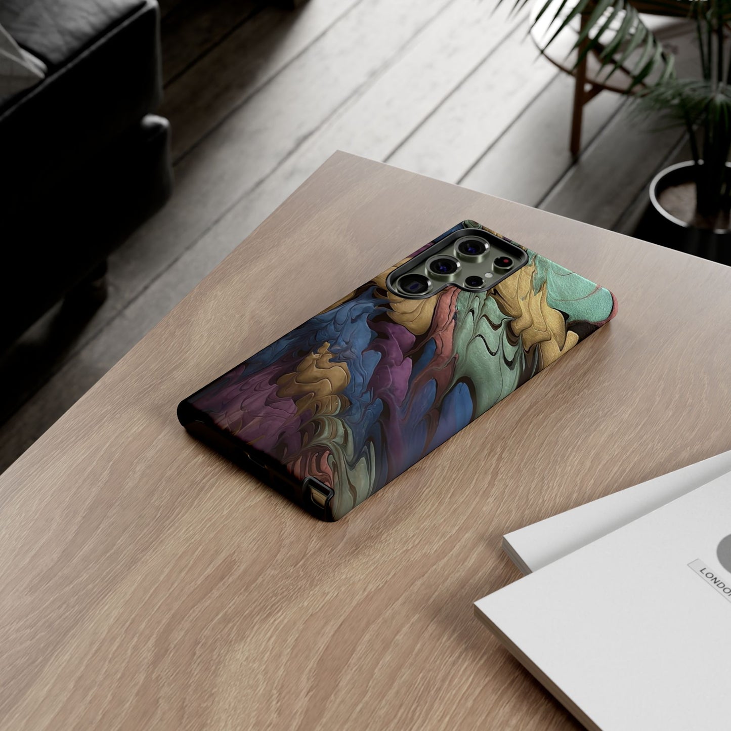 Black and Pearl Paint Unique Abstract Phone Case, Tough Cases, Unique Phone Cover, Stylish Tech Accessory, Art Inspired Gift, Protective Case