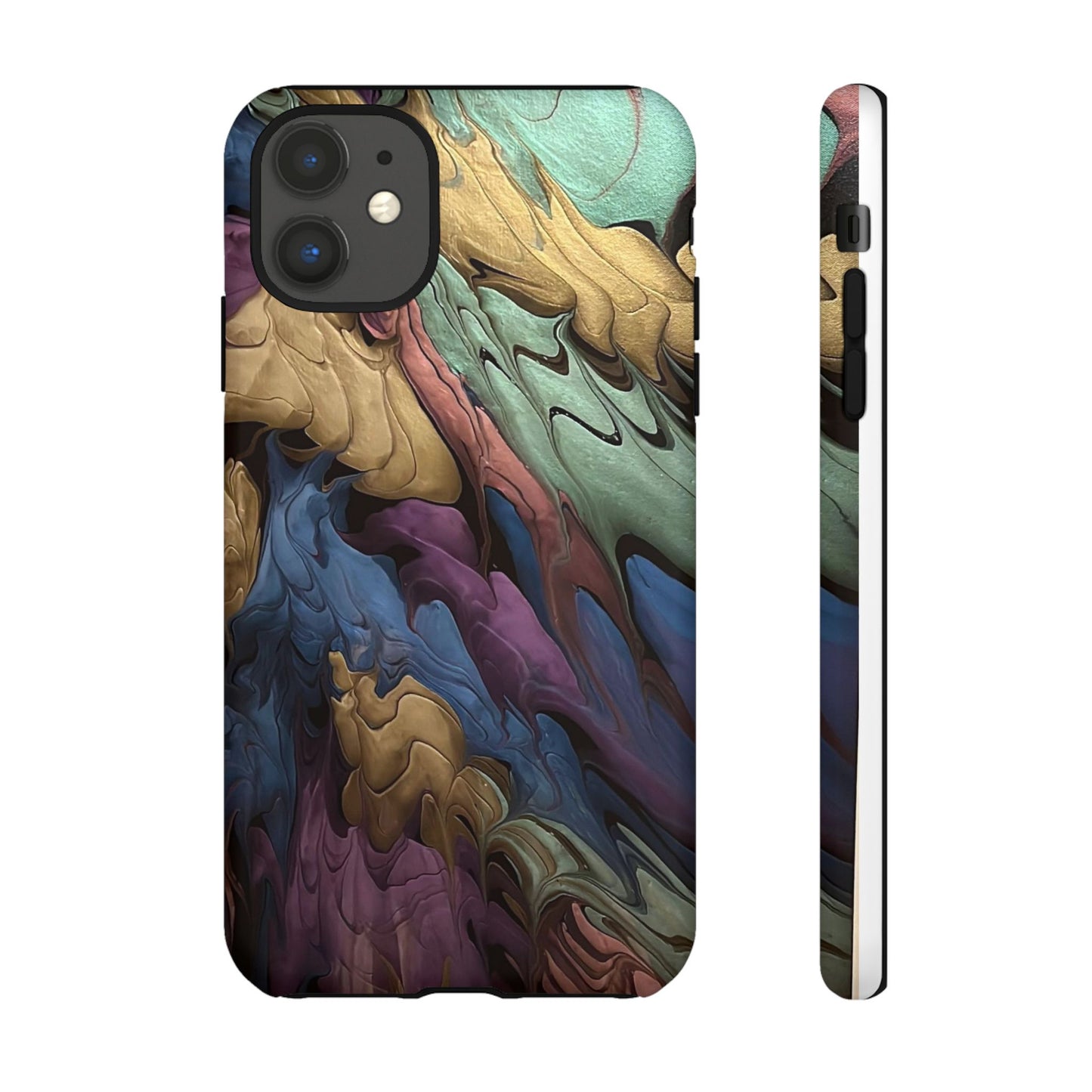 Black and Pearl Paint Unique Abstract Phone Case, Tough Cases, Unique Phone Cover, Stylish Tech Accessory, Art Inspired Gift, Protective Case