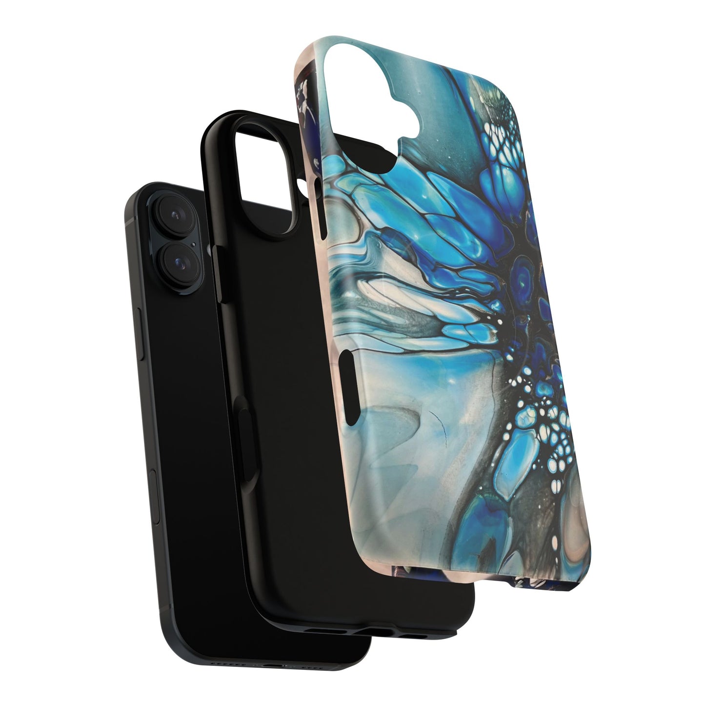 Blue Flower Abstract Art Tough Magnetic Phone Case | Stylish Tech Accessory, Durable Phone Cover, Gift for Tech Lovers, Unique Phone Case, Holiday Gift