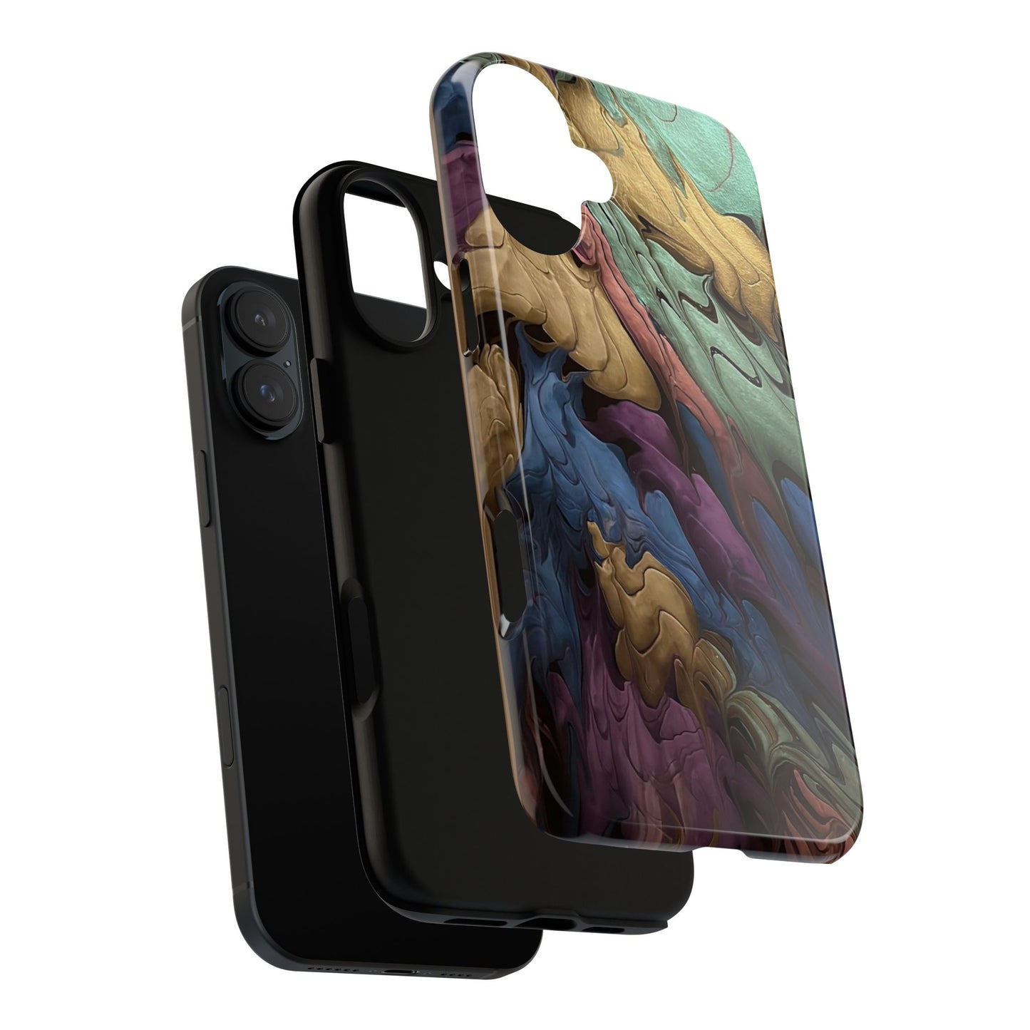Black and Pearl Paint Unique Abstract Phone Case, Tough Cases, Unique Phone Cover, Stylish Tech Accessory, Art Inspired Gift, Protective Case