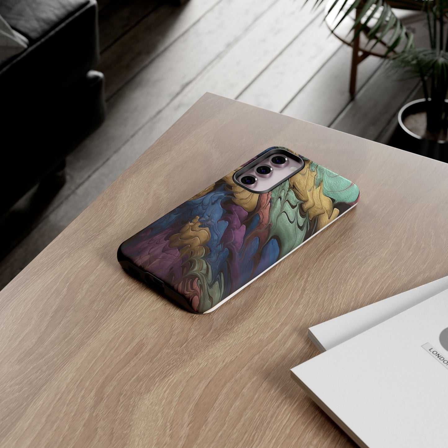 Black and Pearl Paint Unique Abstract Phone Case, Tough Cases, Unique Phone Cover, Stylish Tech Accessory, Art Inspired Gift, Protective Case