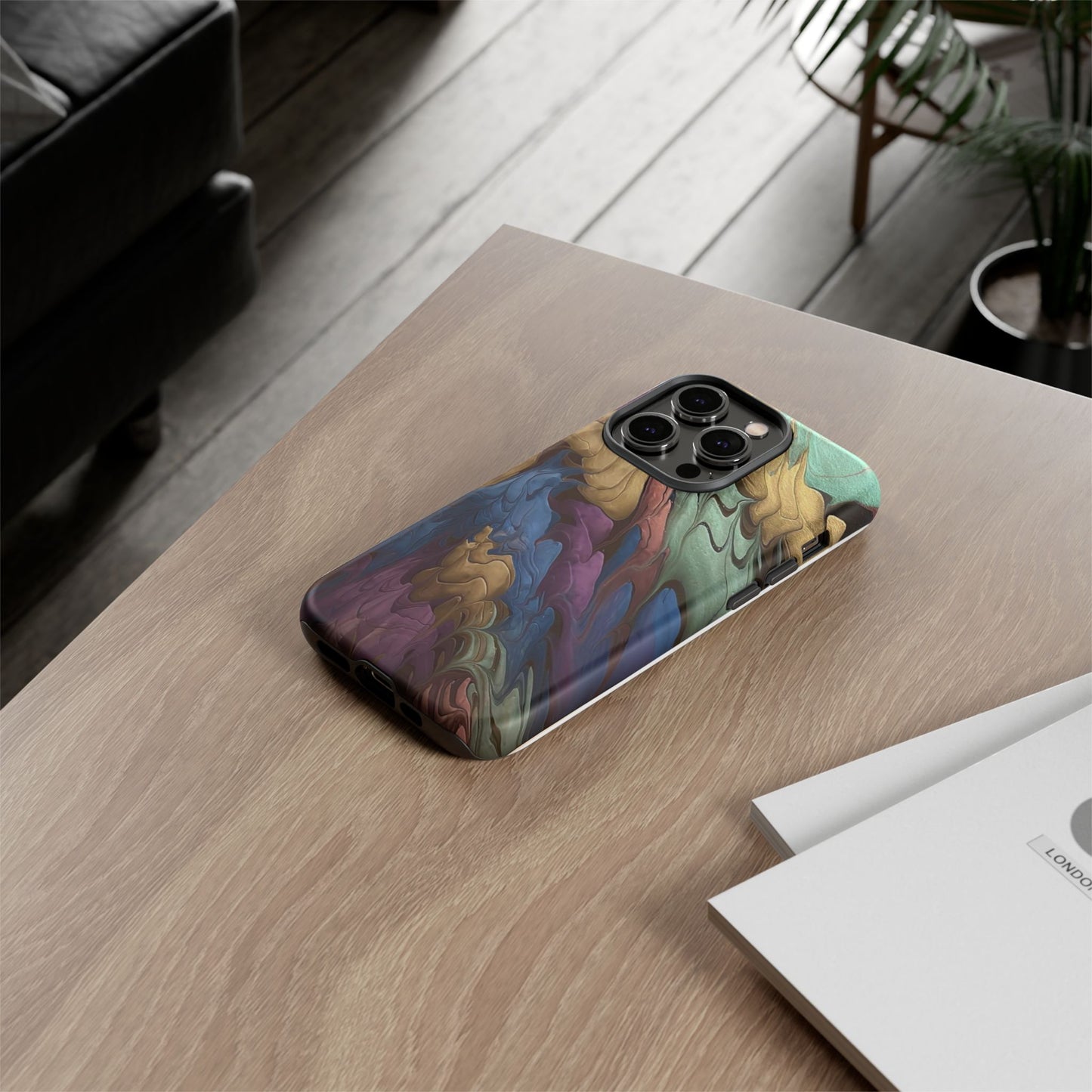 Black and Pearl Paint Unique Abstract Phone Case, Tough Cases, Unique Phone Cover, Stylish Tech Accessory, Art Inspired Gift, Protective Case