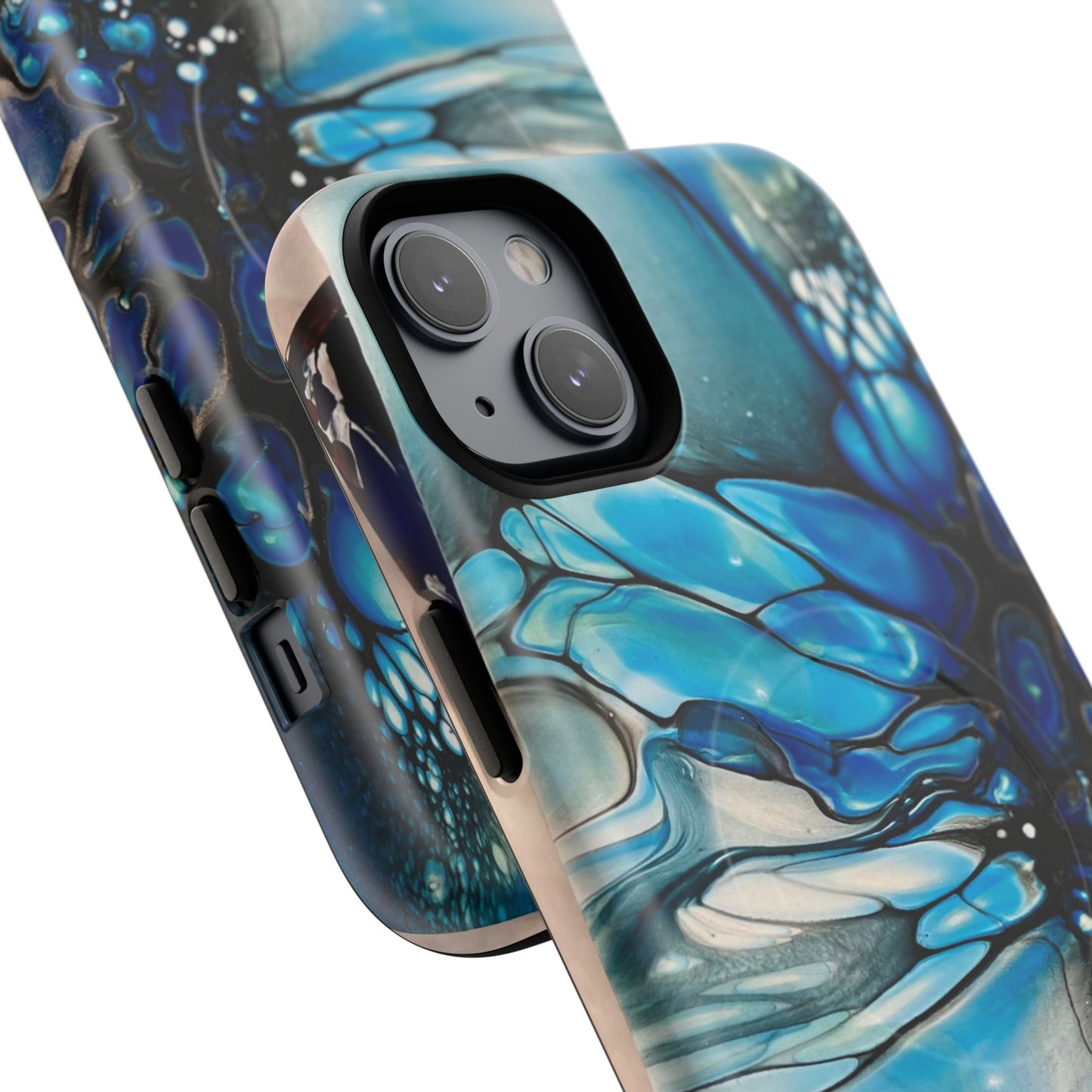 Blue Flower Abstract Art Tough Magnetic Phone Case | Stylish Tech Accessory, Durable Phone Cover, Gift for Tech Lovers, Unique Phone Case, Holiday Gift
