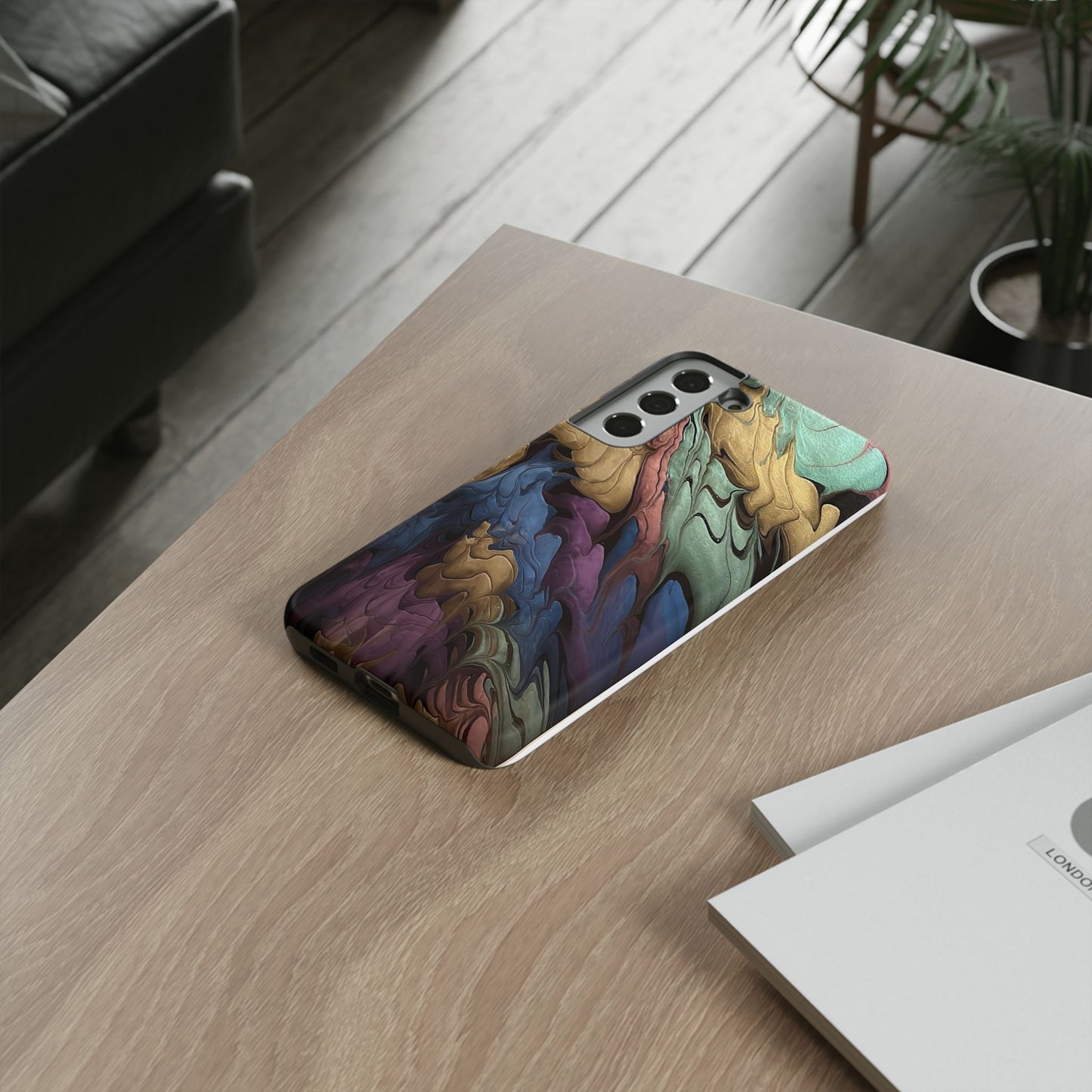Black and Pearl Paint Unique Abstract Phone Case, Tough Cases, Unique Phone Cover, Stylish Tech Accessory, Art Inspired Gift, Protective Case