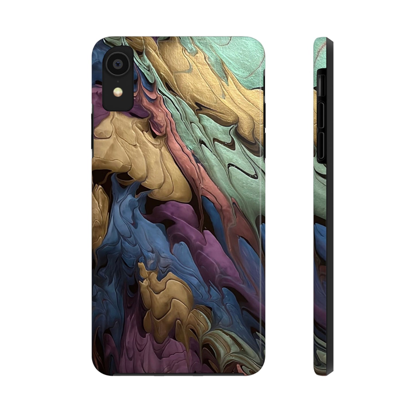 Phone Case - Blue, Green, Purple, and Gold Abstract Art Design Iphone 15 14 13 12 11