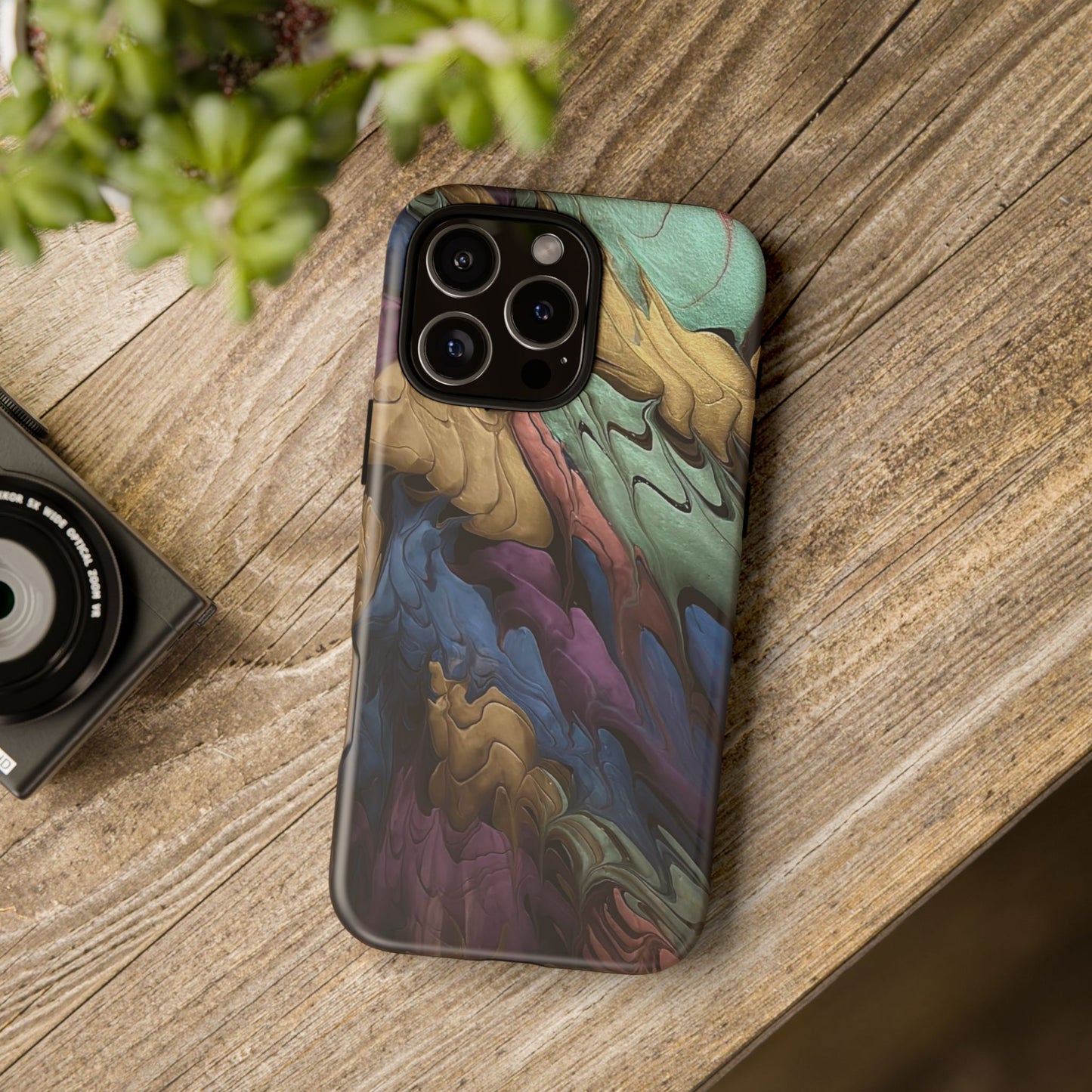 Black and Pearl Paint Unique Abstract Phone Case, Tough Cases, Unique Phone Cover, Stylish Tech Accessory, Art Inspired Gift, Protective Case