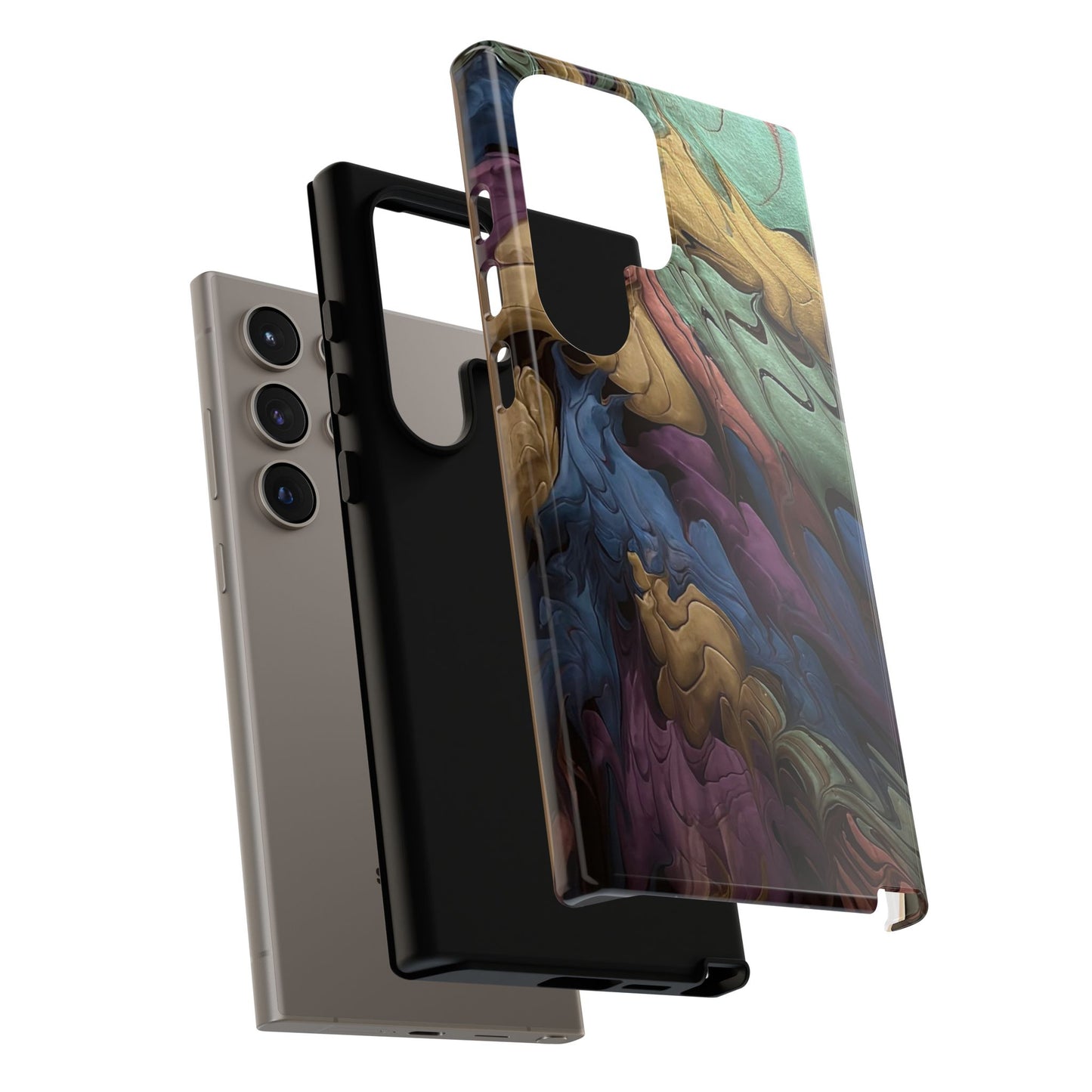 Black and Pearl Paint Unique Abstract Phone Case, Tough Cases, Unique Phone Cover, Stylish Tech Accessory, Art Inspired Gift, Protective Case