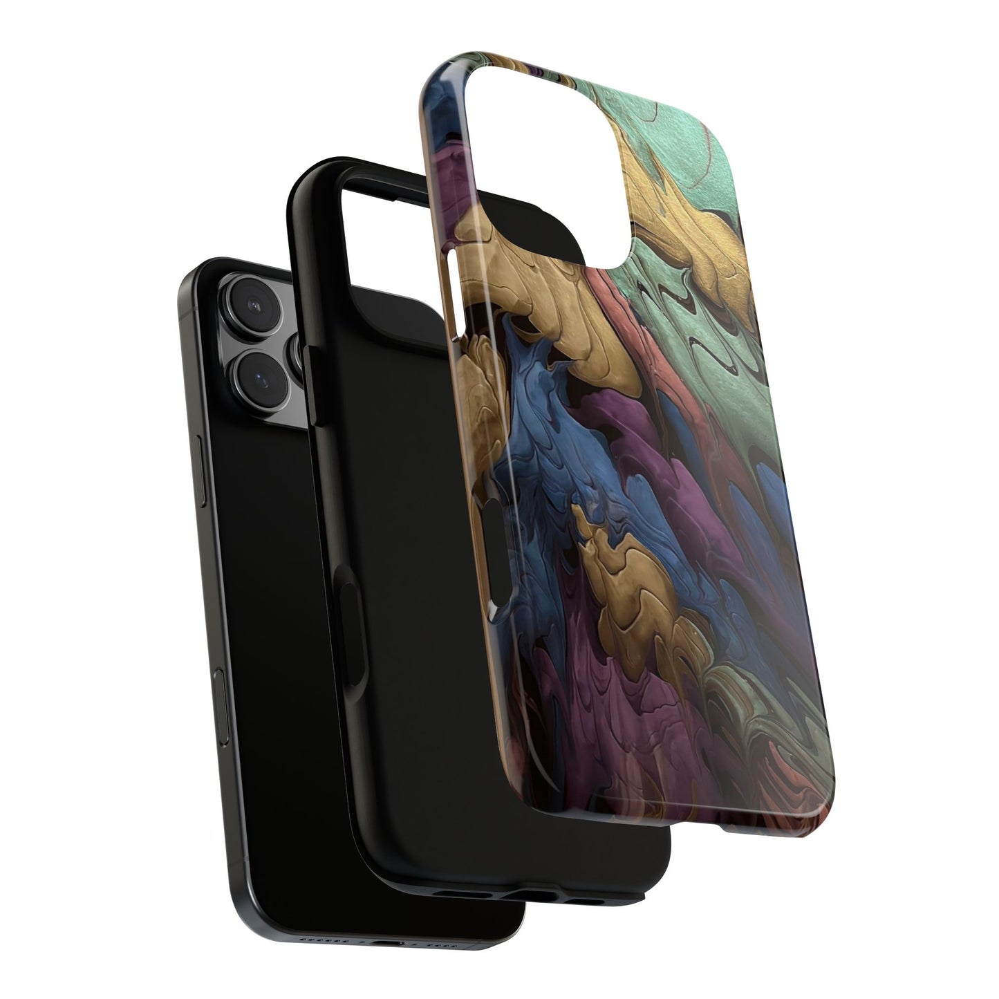 Black and Pearl Paint Unique Abstract Phone Case, Tough Cases, Unique Phone Cover, Stylish Tech Accessory, Art Inspired Gift, Protective Case