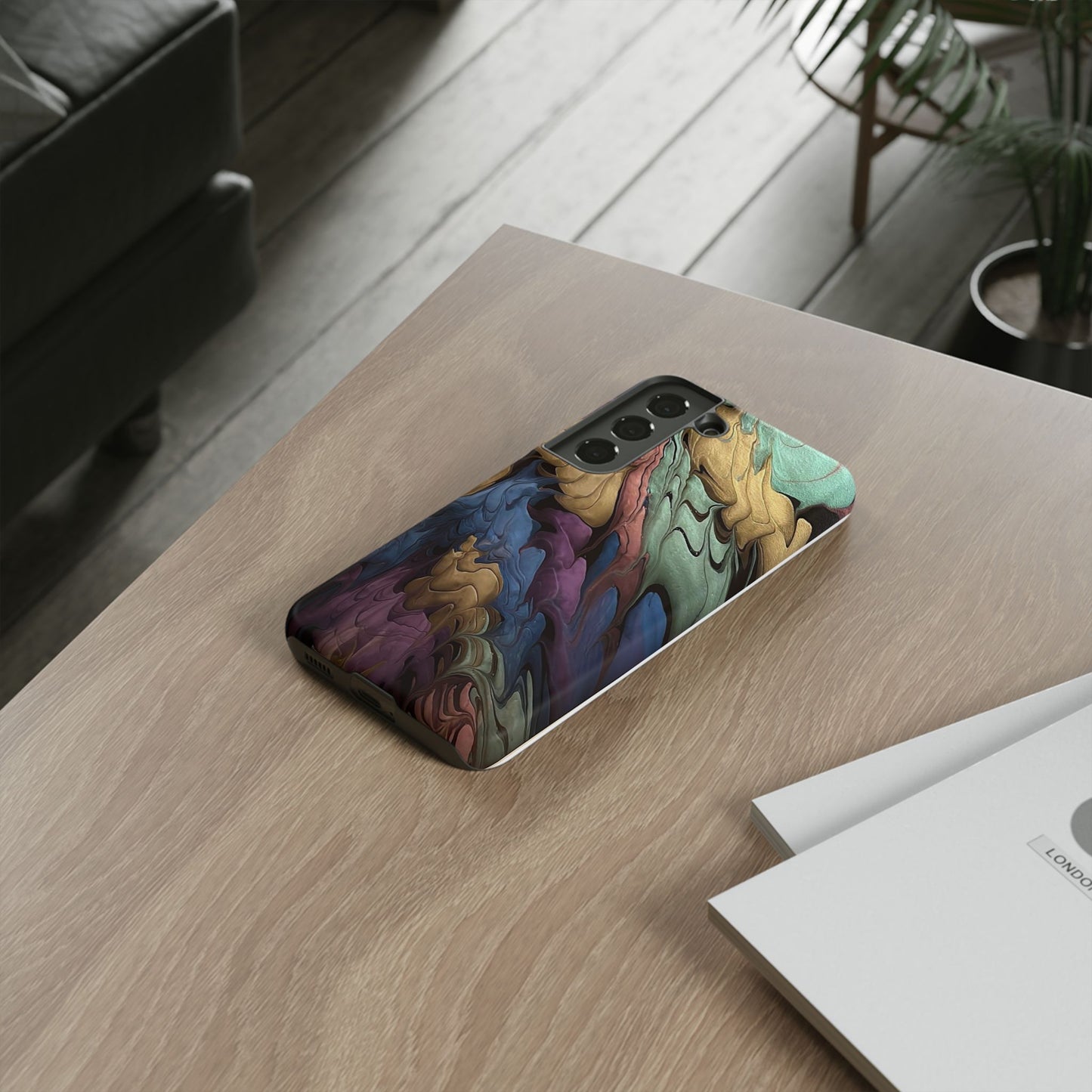 Black and Pearl Paint Unique Abstract Phone Case, Tough Cases, Unique Phone Cover, Stylish Tech Accessory, Art Inspired Gift, Protective Case