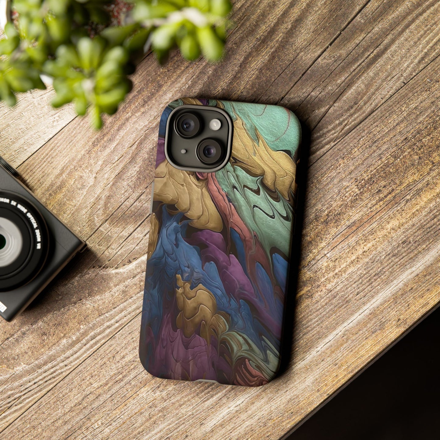 Black and Pearl Paint Unique Abstract Phone Case, Tough Cases, Unique Phone Cover, Stylish Tech Accessory, Art Inspired Gift, Protective Case