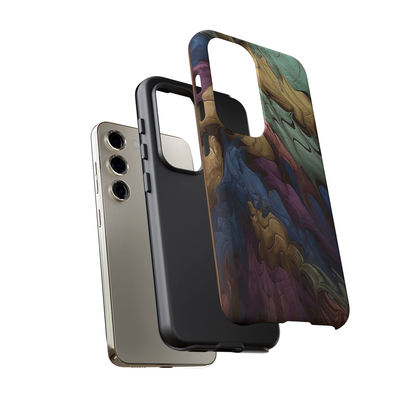 Black and Pearl Paint Unique Abstract Phone Case, Tough Cases, Unique Phone Cover, Stylish Tech Accessory, Art Inspired Gift, Protective Case