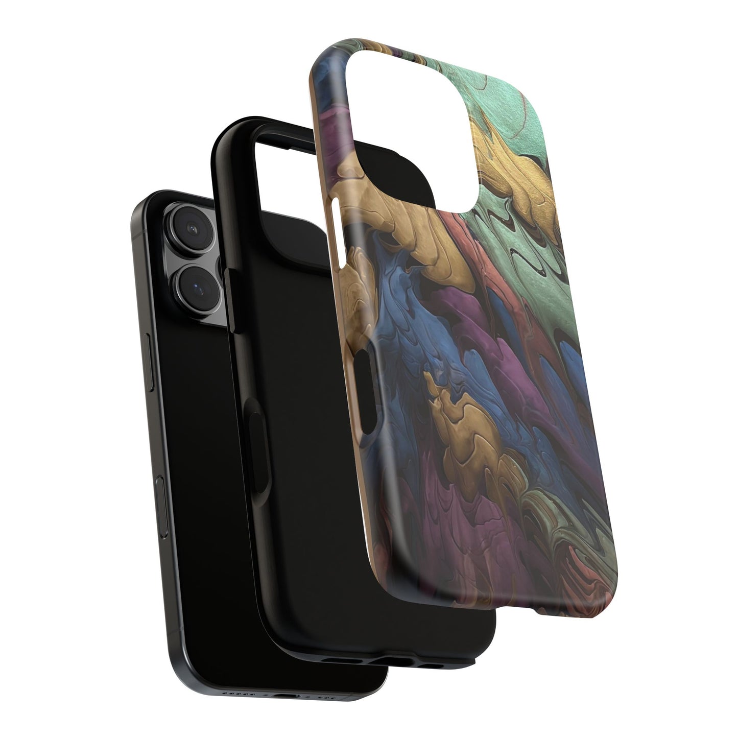 Black and Pearl Paint Unique Abstract Phone Case, Tough Cases, Unique Phone Cover, Stylish Tech Accessory, Art Inspired Gift, Protective Case