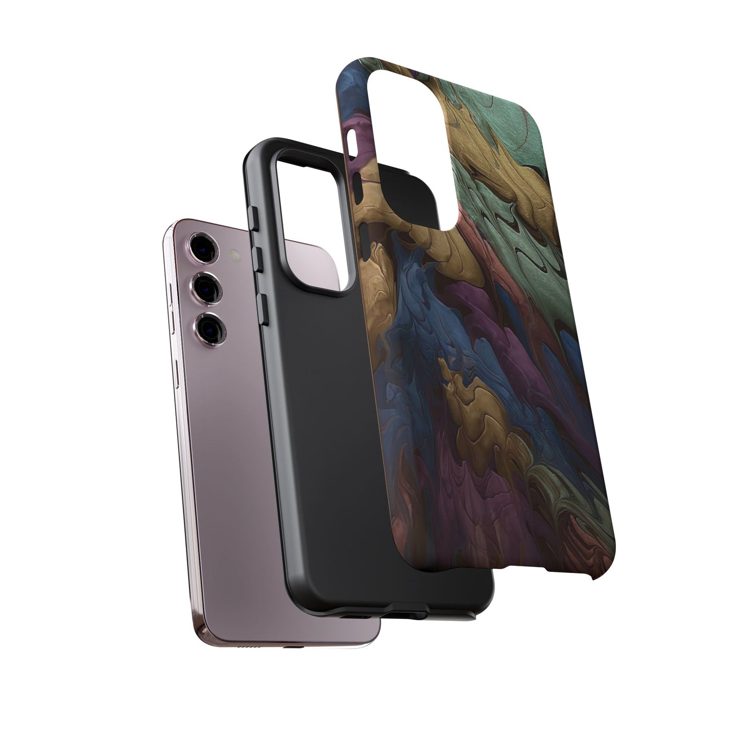 Black and Pearl Paint Unique Abstract Phone Case, Tough Cases, Unique Phone Cover, Stylish Tech Accessory, Art Inspired Gift, Protective Case