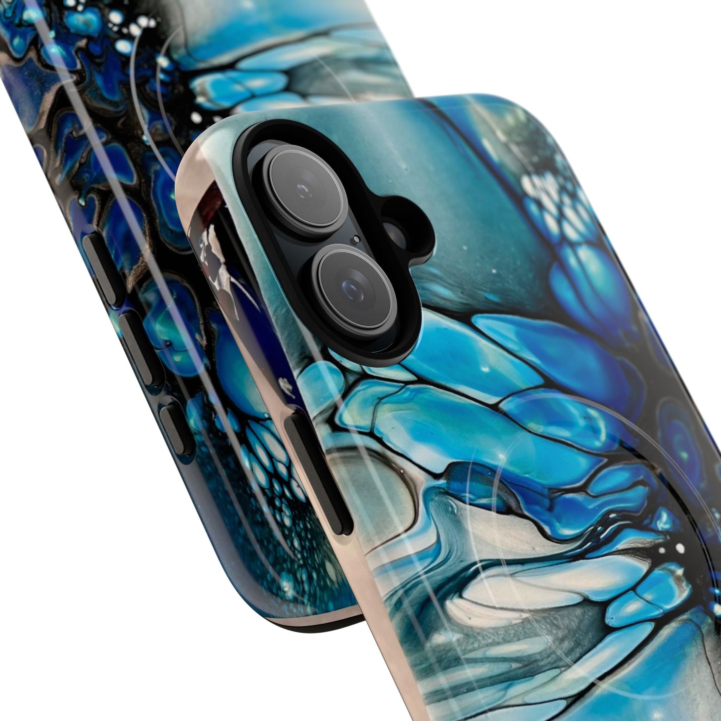 Blue Flower Abstract Art Tough Magnetic Phone Case | Stylish Tech Accessory, Durable Phone Cover, Gift for Tech Lovers, Unique Phone Case, Holiday Gift