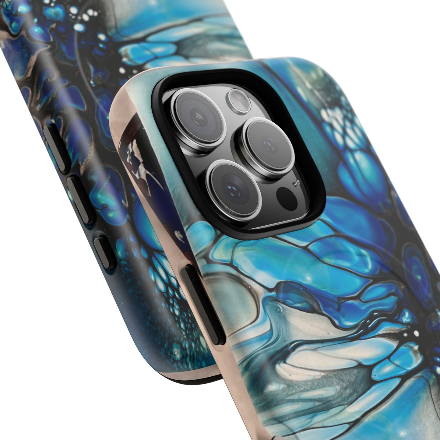 Blue Flower Abstract Art Tough Magnetic Phone Case | Stylish Tech Accessory, Durable Phone Cover, Gift for Tech Lovers, Unique Phone Case, Holiday Gift