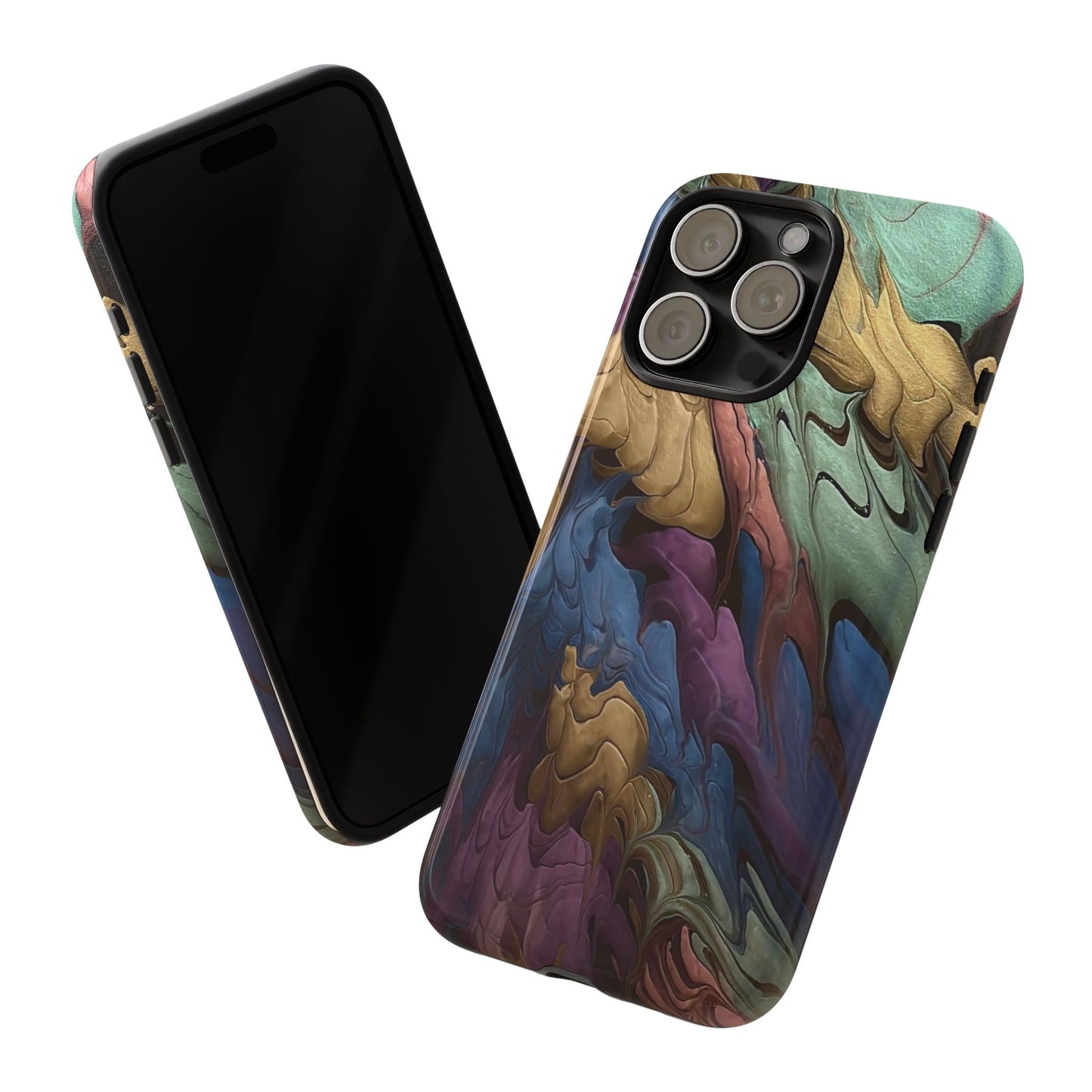 Black and Pearl Paint Unique Abstract Phone Case, Tough Cases, Unique Phone Cover, Stylish Tech Accessory, Art Inspired Gift, Protective Case