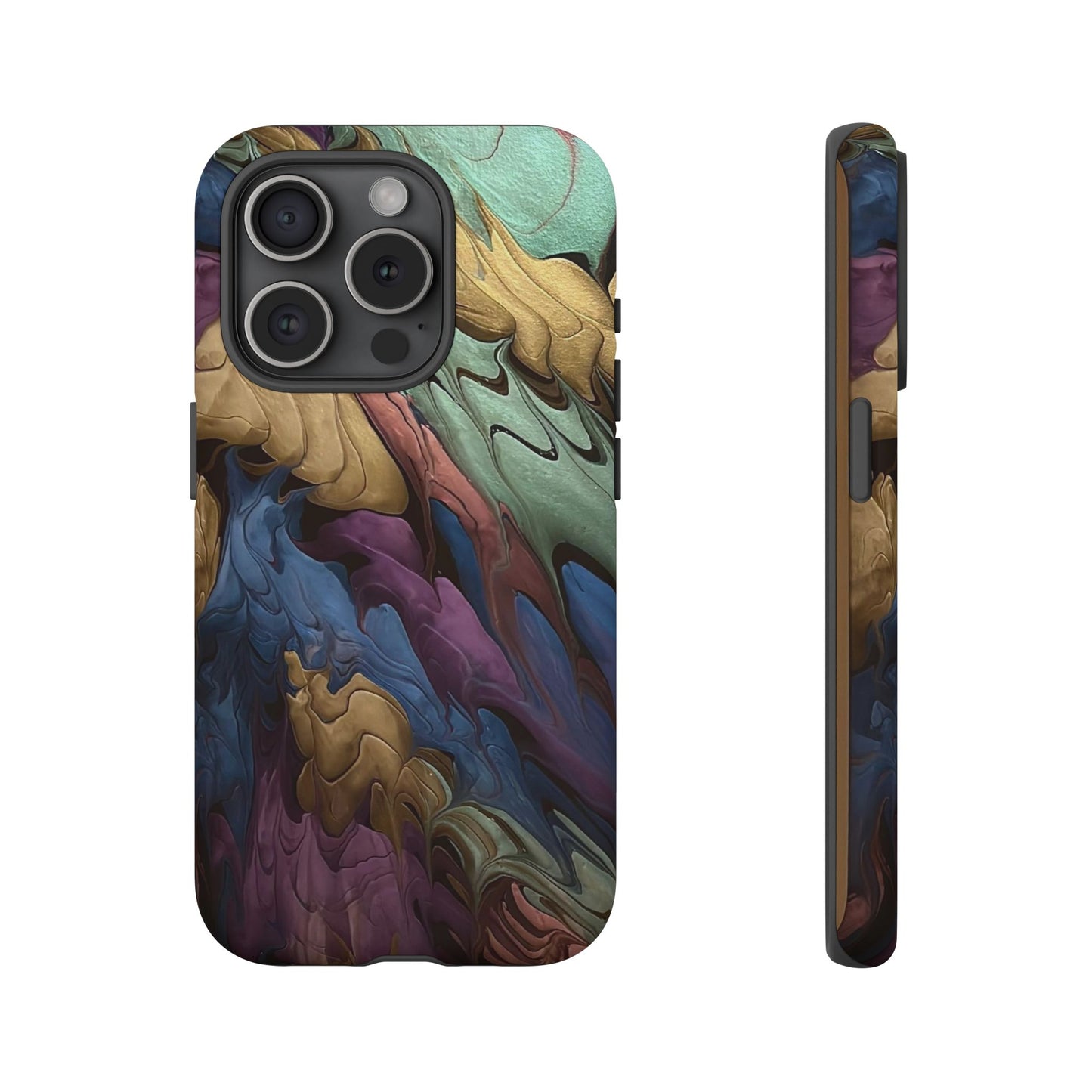 Black and Pearl Paint Unique Abstract Phone Case, Tough Cases, Unique Phone Cover, Stylish Tech Accessory, Art Inspired Gift, Protective Case