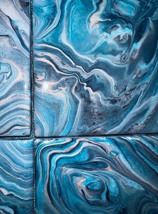 Blue Swirl Coasters - Set of 4 - Birdsong Lane Art